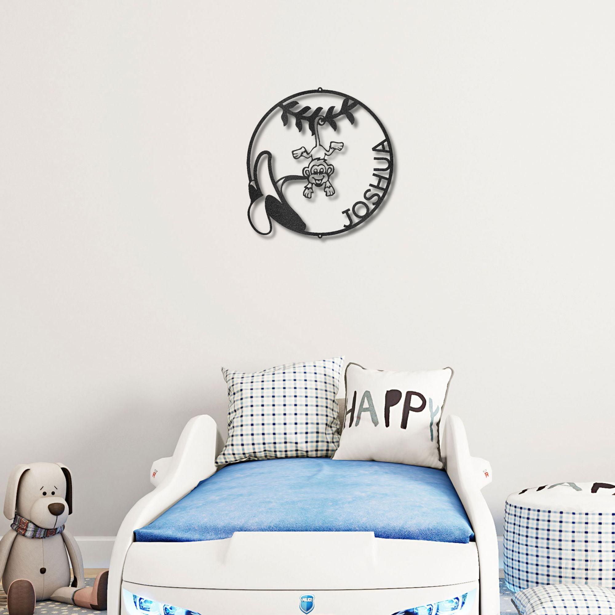 Our Little Monkey Monogram Personalized Steel Wall Sign Metal Art - Mallard Moon Gift Shop