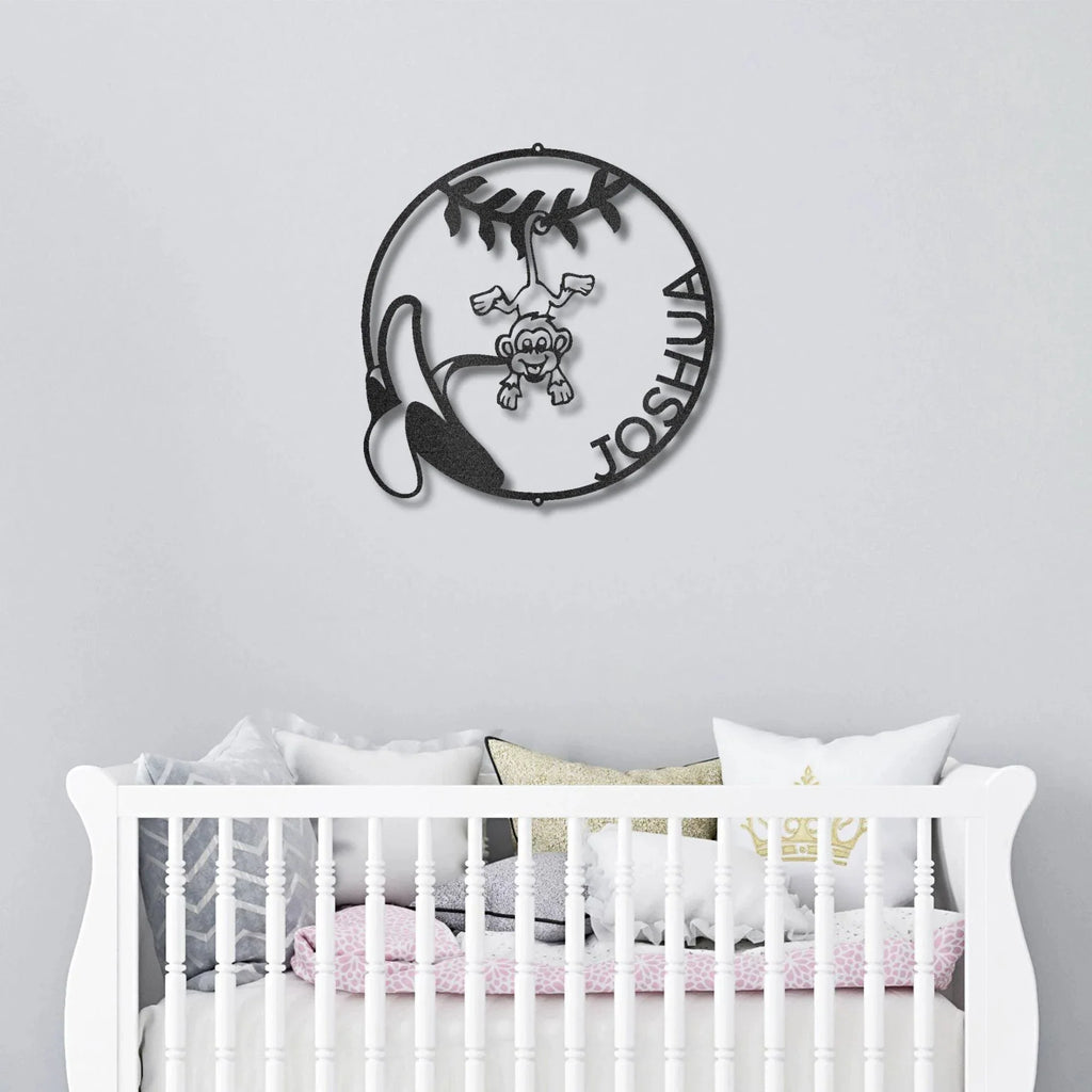 Our Little Monkey Monogram Personalized Steel Wall Sign Metal Art
