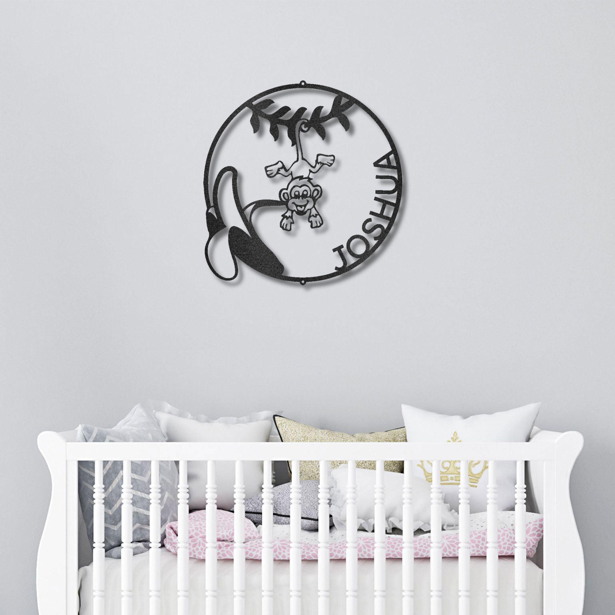 Our Little Monkey Monogram Personalized Steel Wall Sign Metal Art - Mallard Moon Gift Shop