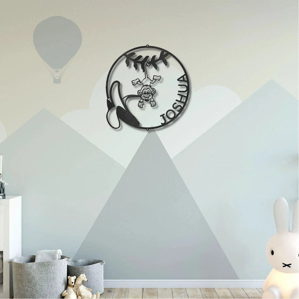 Our Little Monkey Monogram Personalized Steel Wall Sign Metal Art