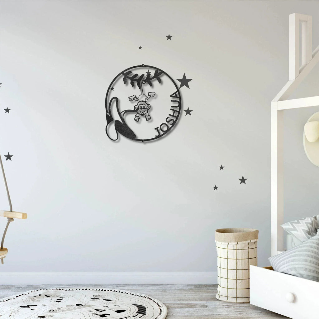 Our Little Monkey Monogram Personalized Steel Wall Sign Metal Art