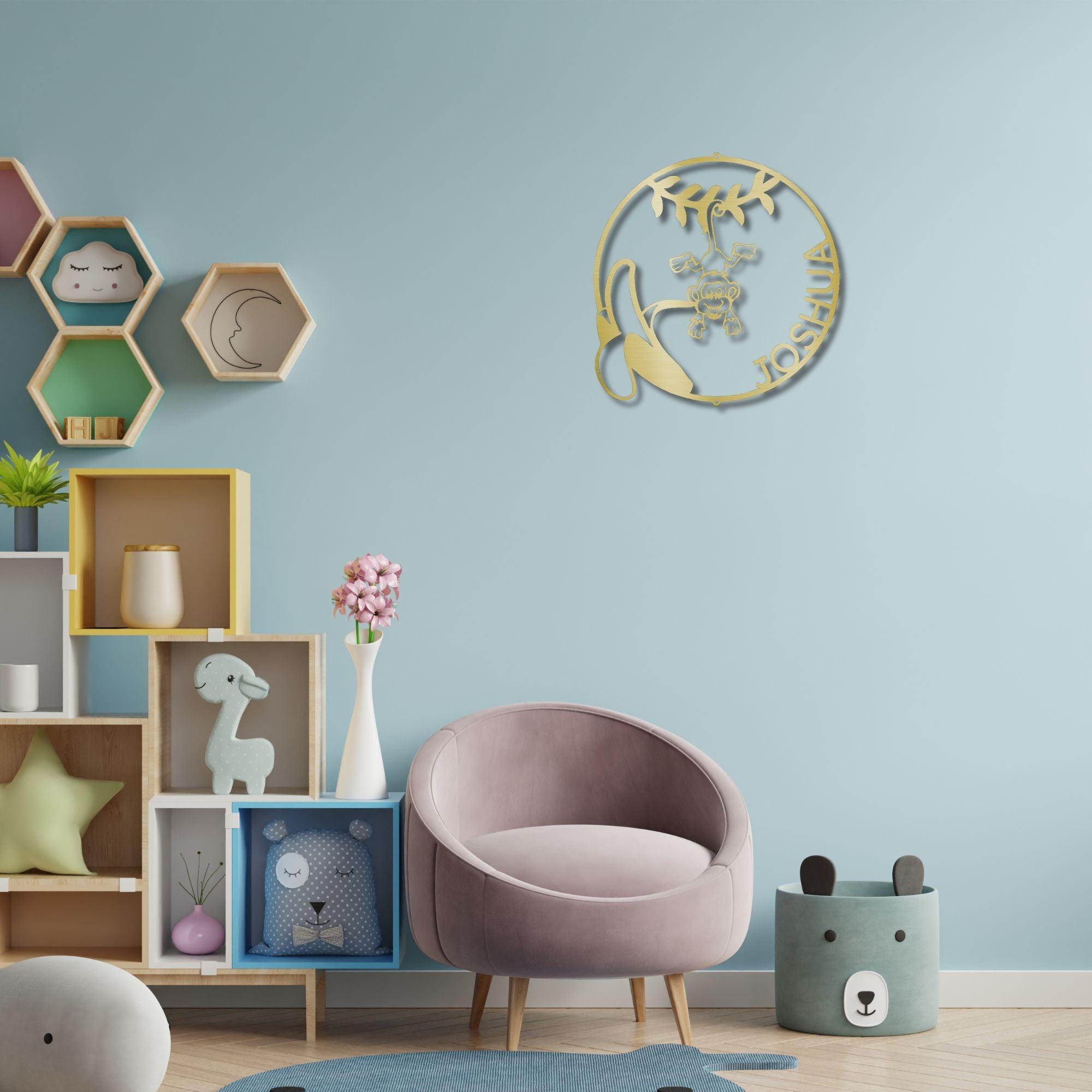 Our Little Monkey Monogram Personalized Steel Wall Sign Metal Art - Mallard Moon Gift Shop