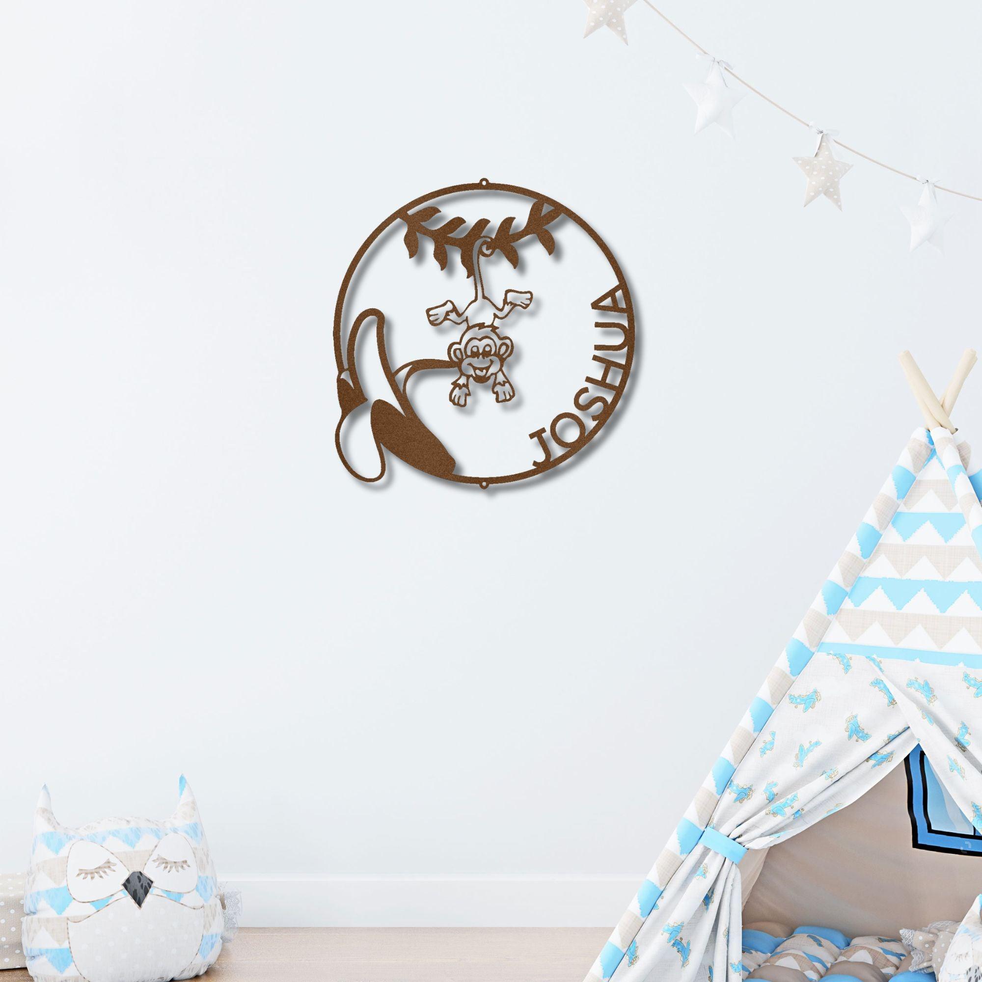 Our Little Monkey Monogram Personalized Steel Wall Sign Metal Art - Mallard Moon Gift Shop