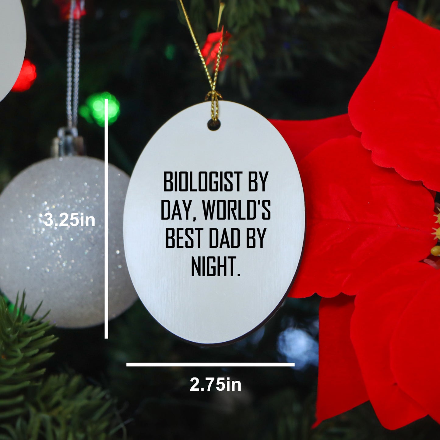 Biologist Gifts for Men, Funny Oval Ornament by Biologist By Day, World's Best Dad By Night., Christmas Unique Gifts from Dad to Son