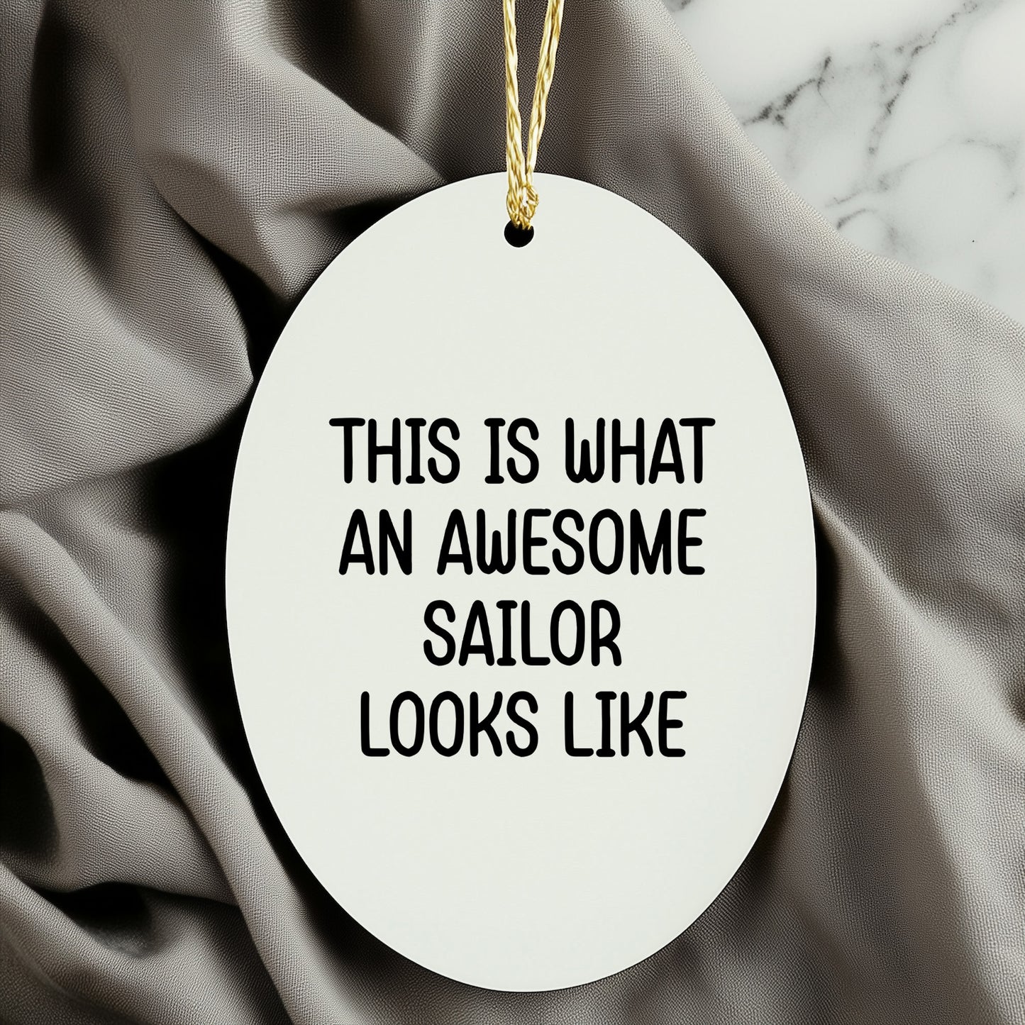 Funny Sailor Oval Christmas Tree Ornament - This Is What An Awesome Sailor Looks Like Unique Gifts - Mallard Moon
