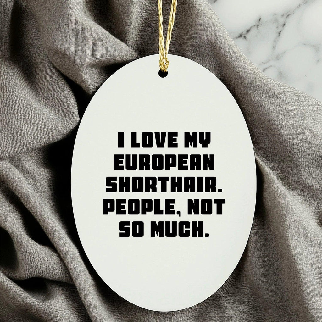 European Shorthair Cat Lover's Humorous Gift, 'I Love My European Shorthair. People, Not So Much.' Oval Ornament for Christmas