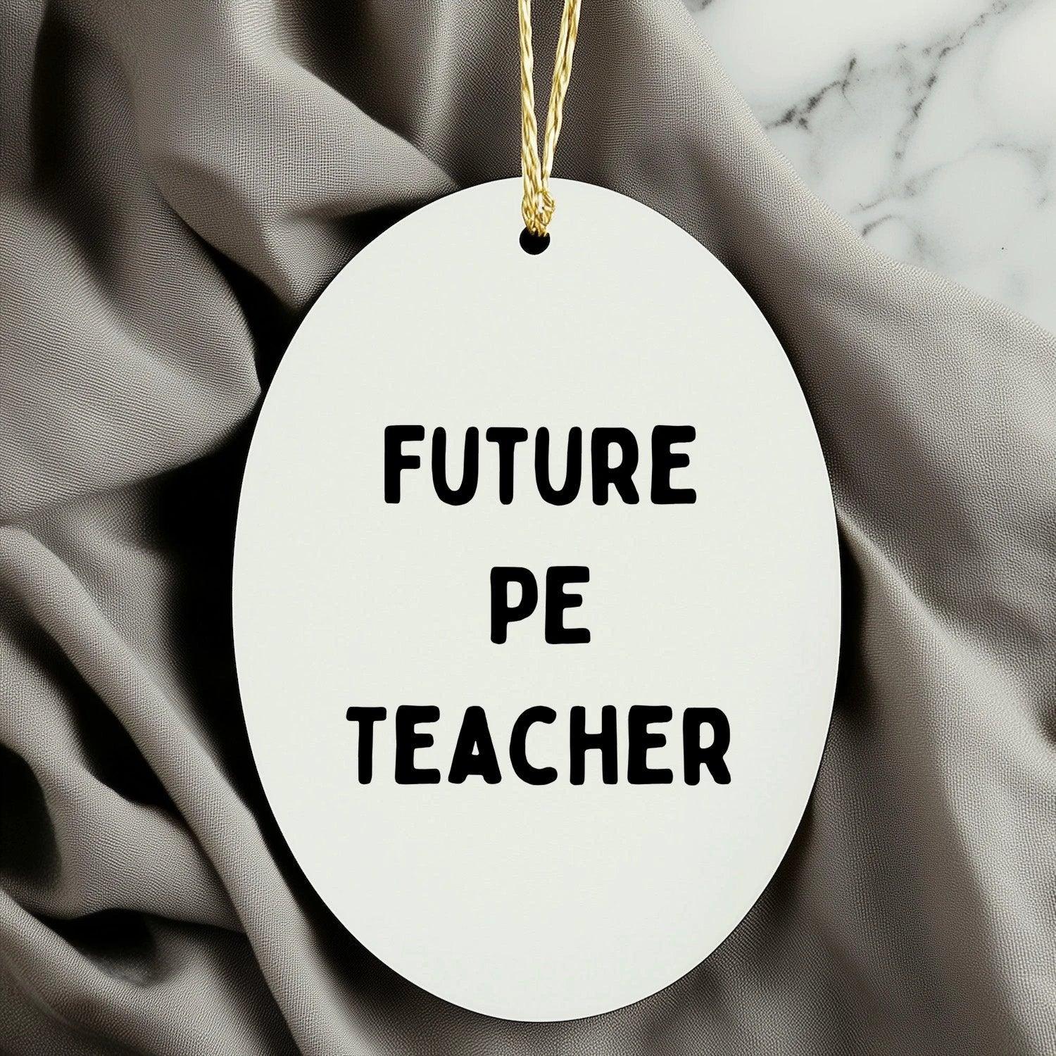 Funny PE Teacher Oval Christmas Ornament 'Future PE Teacher' Appreciation Birthday Gifts