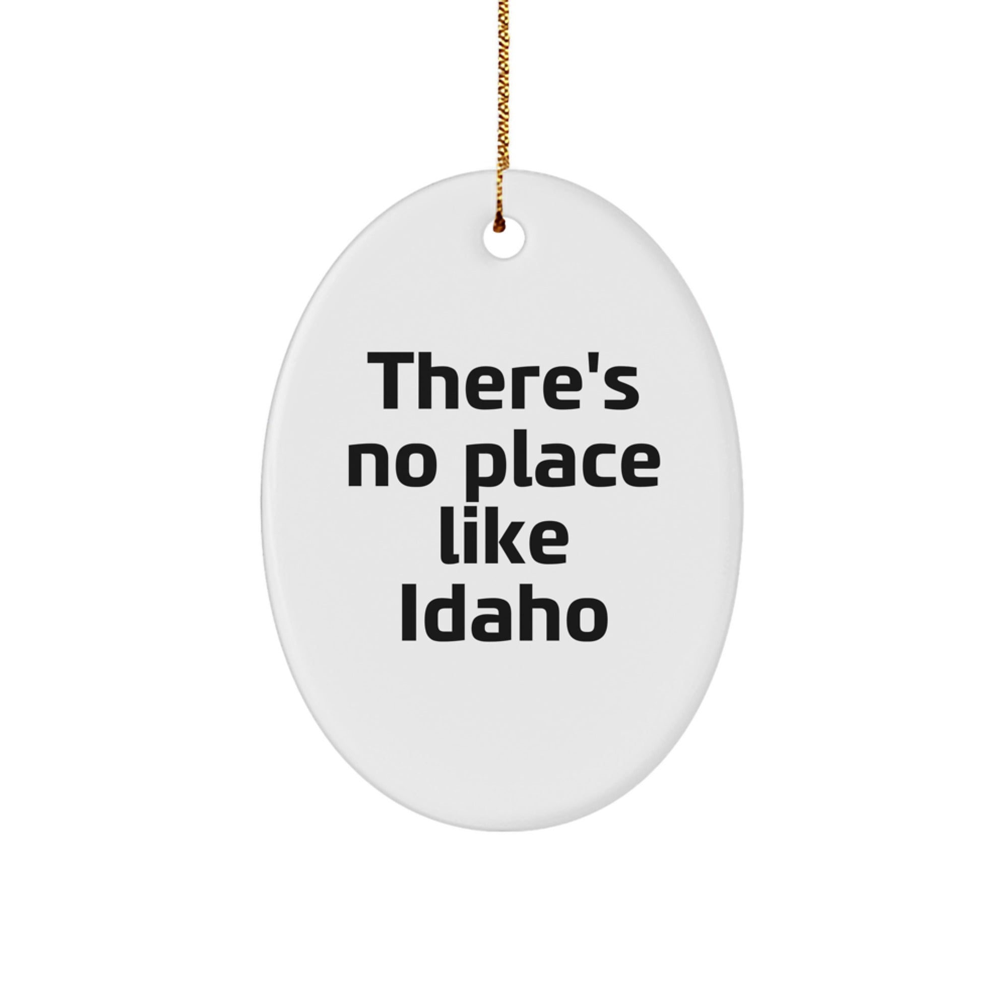Funny Idaho Gifts from Family and Friends - Oval Ornament with There's No Place Like Idaho Quote, Christmas Unique Presents for Women Men - Image 1