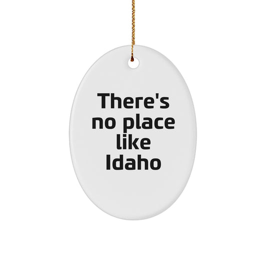 Funny Idaho Gifts from Family and Friends - Oval Ornament with There's No Place Like Idaho Quote, Christmas Unique Presents for Women Men - Image 1