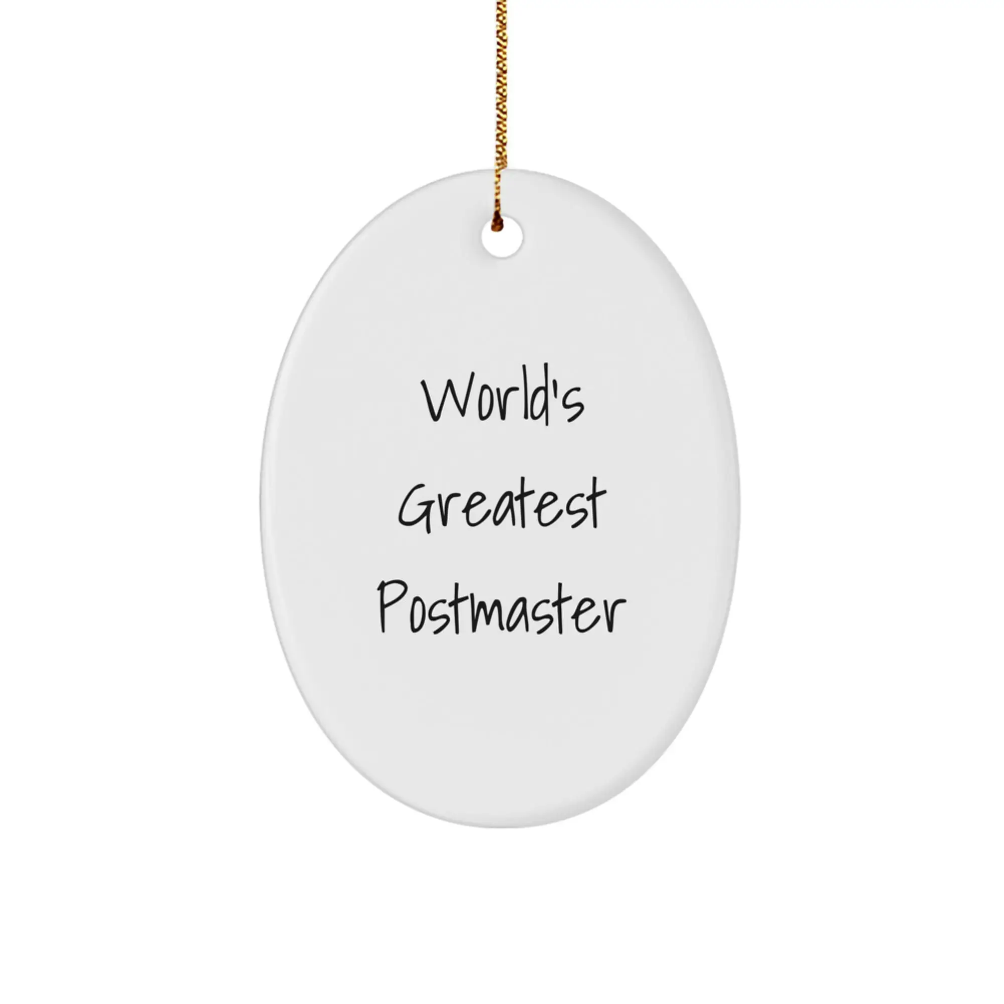 Gifts from Friends and Family for Postmaster Christmas Unique Gifts, Oval Ornament, 'World's Greatest Postmaster' Quote, Postmaster Appreciation - Image 1