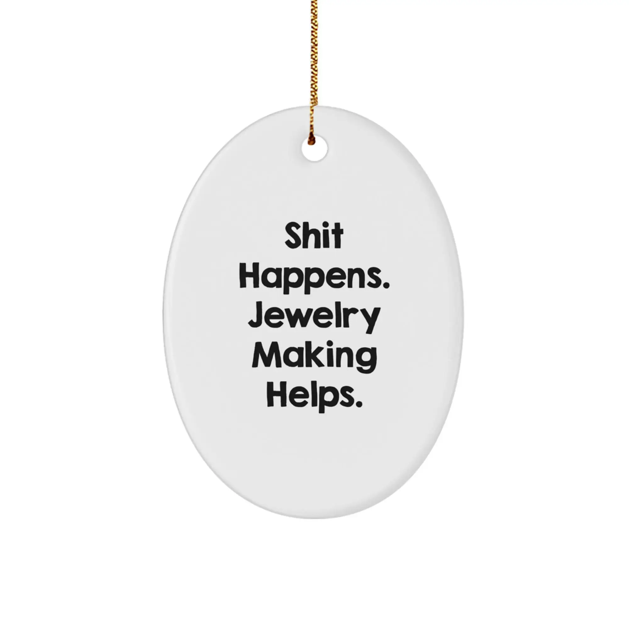 Funny Jewelry Making Gifts for Women from Family, Oval Ornament, White Christmas Unique - Image 1