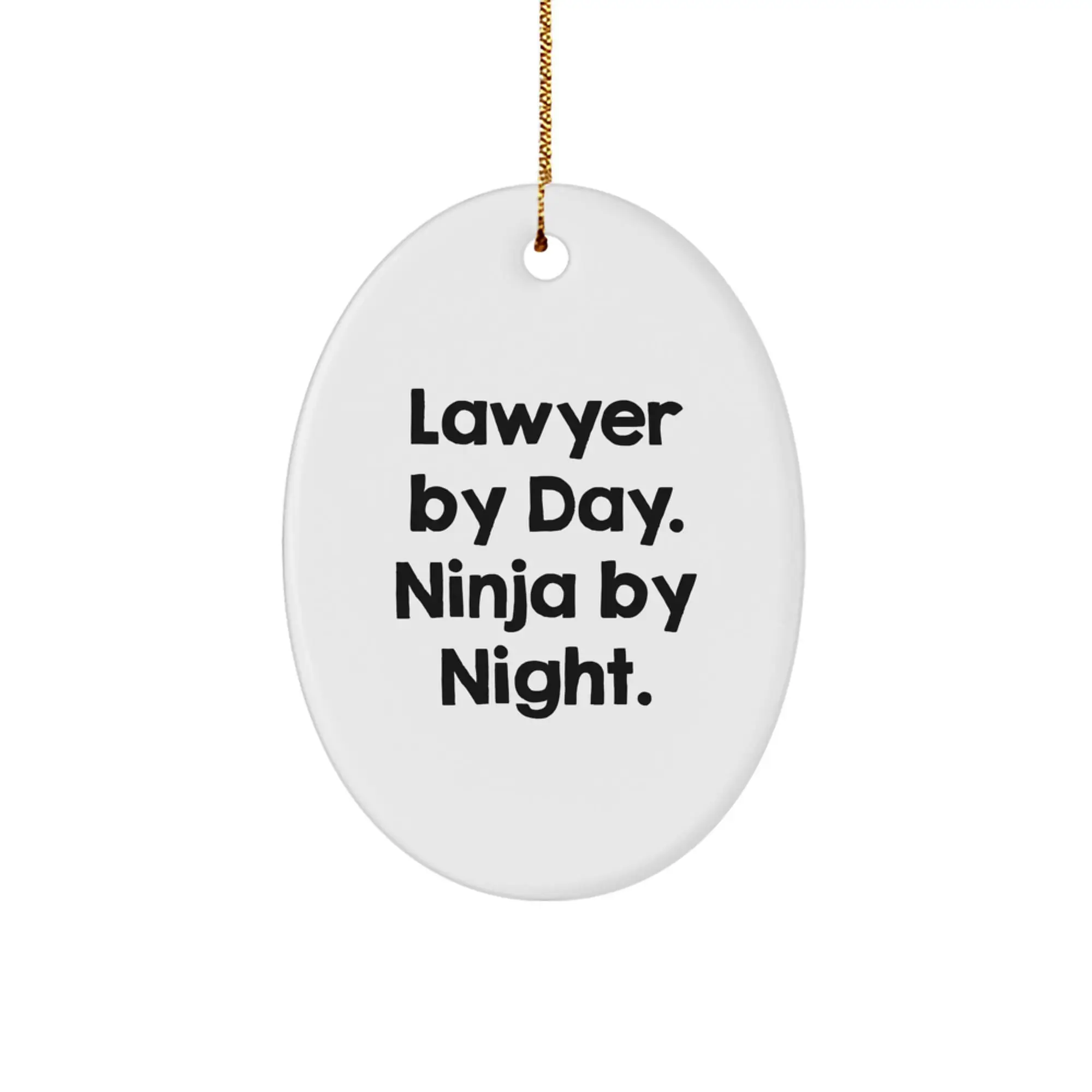 Funny Lawyer Gifts from Friends for Men - Oval Ornament, Lawyer by Day Ninja by Night, Christmas Unique Decorations - Image 1
