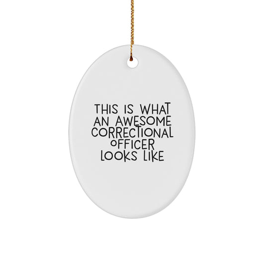 Funny Correctional Officer Gifts from Men for Awesome Correctional Officers, Oval Ornament, Christmas Unique Presents - Image 1