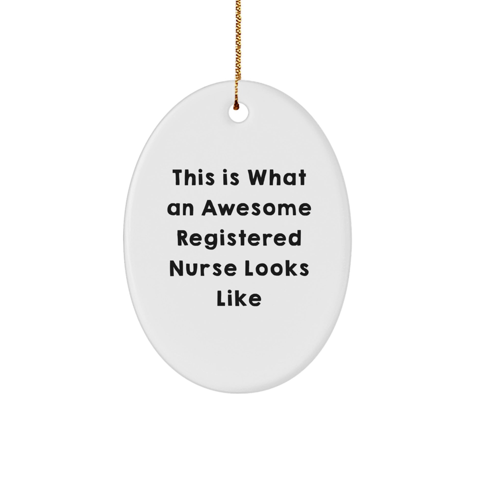 Funny Christmas Unique Gifts for Registered Nurse, Oval Ornament Quote This Is What An Awesome Registered Nurse Looks Like, Gifts from Family - Image 1
