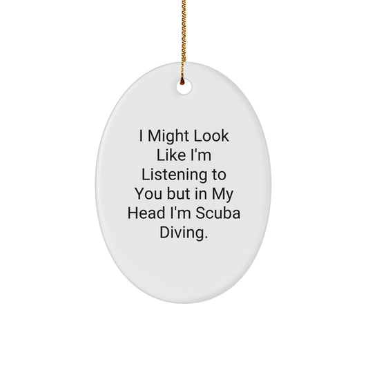 Funny Scuba Diving Gifts for Men from Friends, Oval Ornament for Scuba Diving Lovers, Christmas Unique Gifts - Image 1