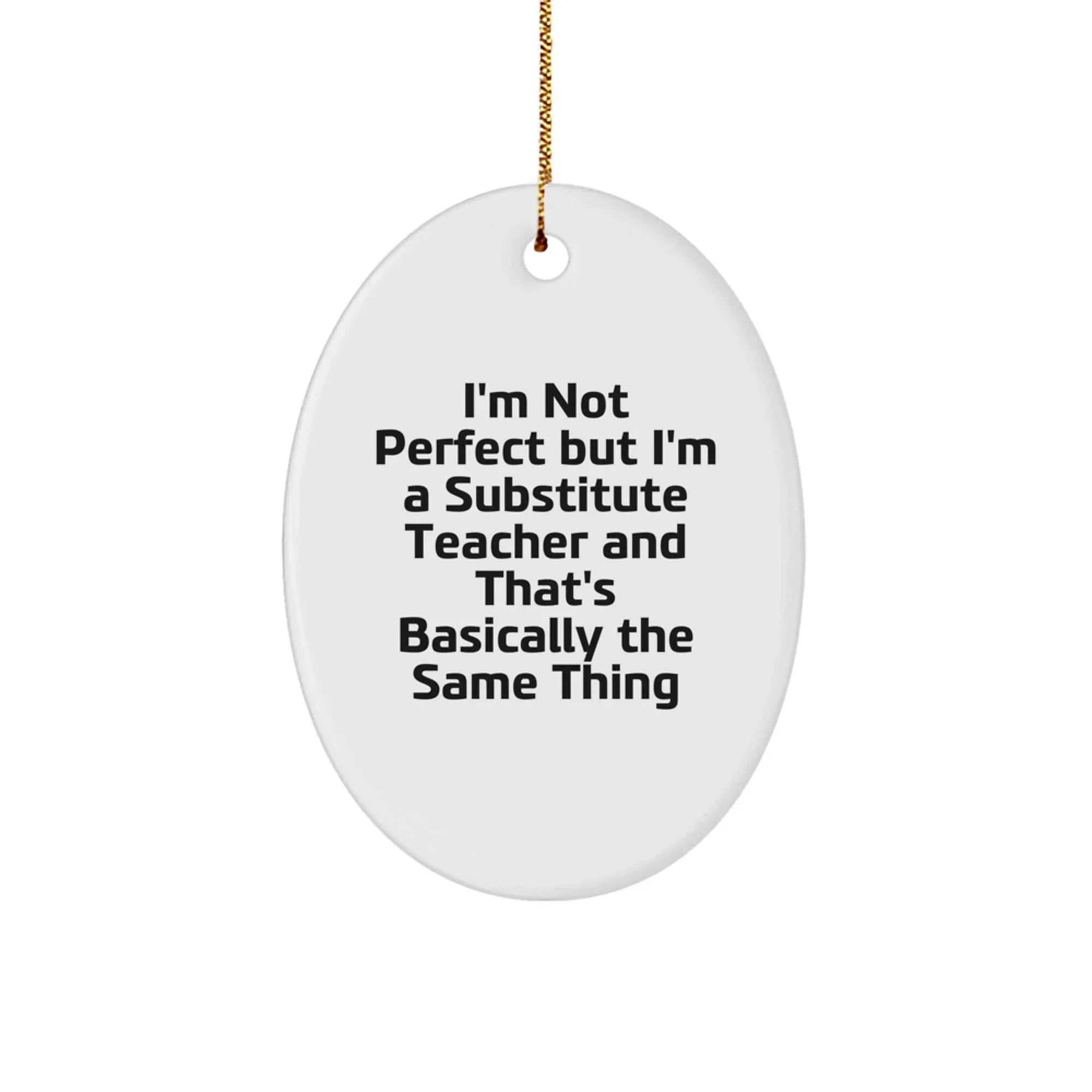 Funny Substitute Teacher Oval Ornament Gifts from Friends and Family for Christmas Unique Presents