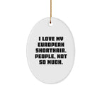 European Shorthair Cat Lover's Humorous Gift, 'I Love My European Shorthair. People, Not So Much.' Oval Ornament for Christmas