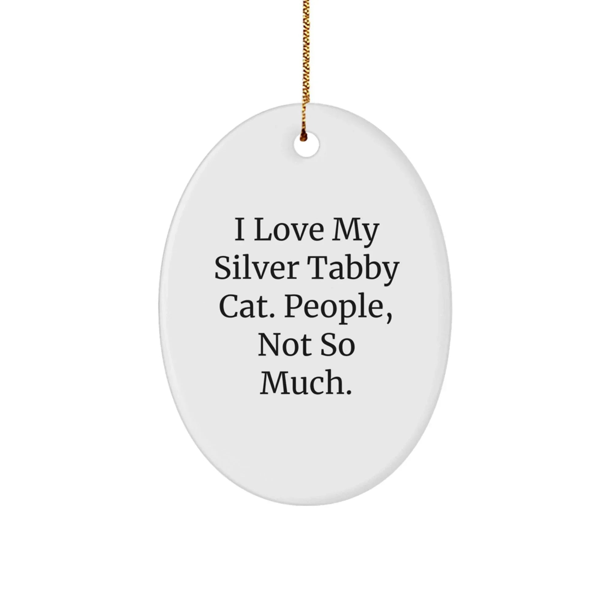 Funny Silver Tabby Cat Gifts from Friends for Silver Tabby Cat Lovers - Oval Ornament, Christmas Unique Gift Ideas