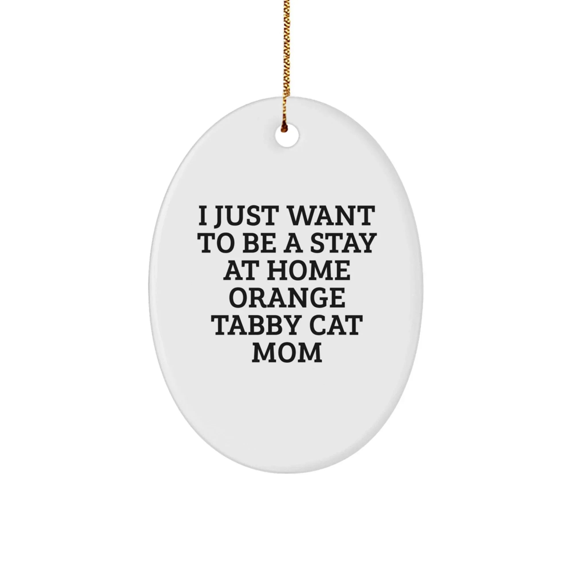 Funny Orange Tabby Cat Mom Christmas Oval Ornament Gifts from Friends, Unique Orange Tabby Cat Wall Decor for Orange Tabby Cat Lover Mom, Orange Tabby Cat Mom Mom's Christmas Unique Gift