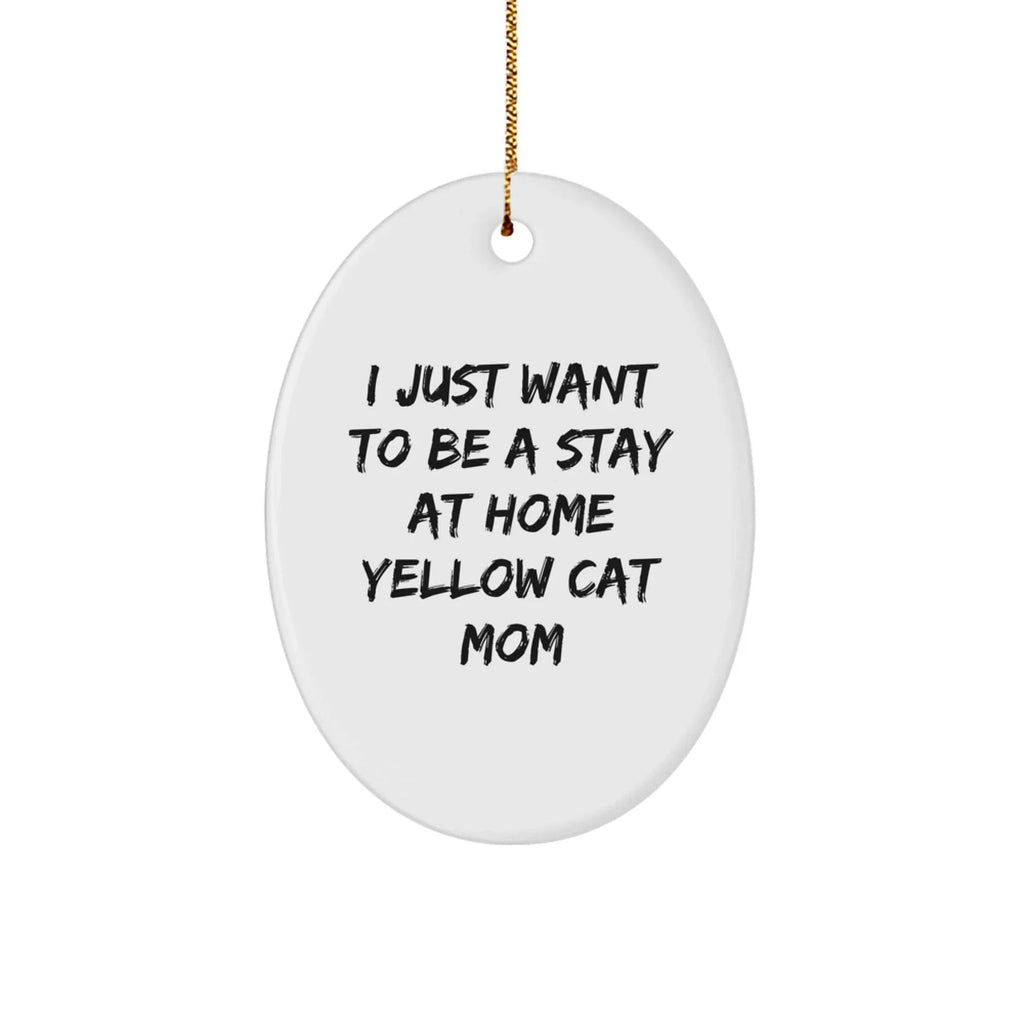 Funny Yellow Cat Mom Christmas Oval Ornament Gifts from Family or Friends