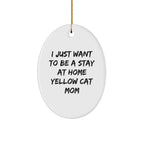 Funny Yellow Cat Mom Christmas Oval Ornament Gifts from Family or Friends