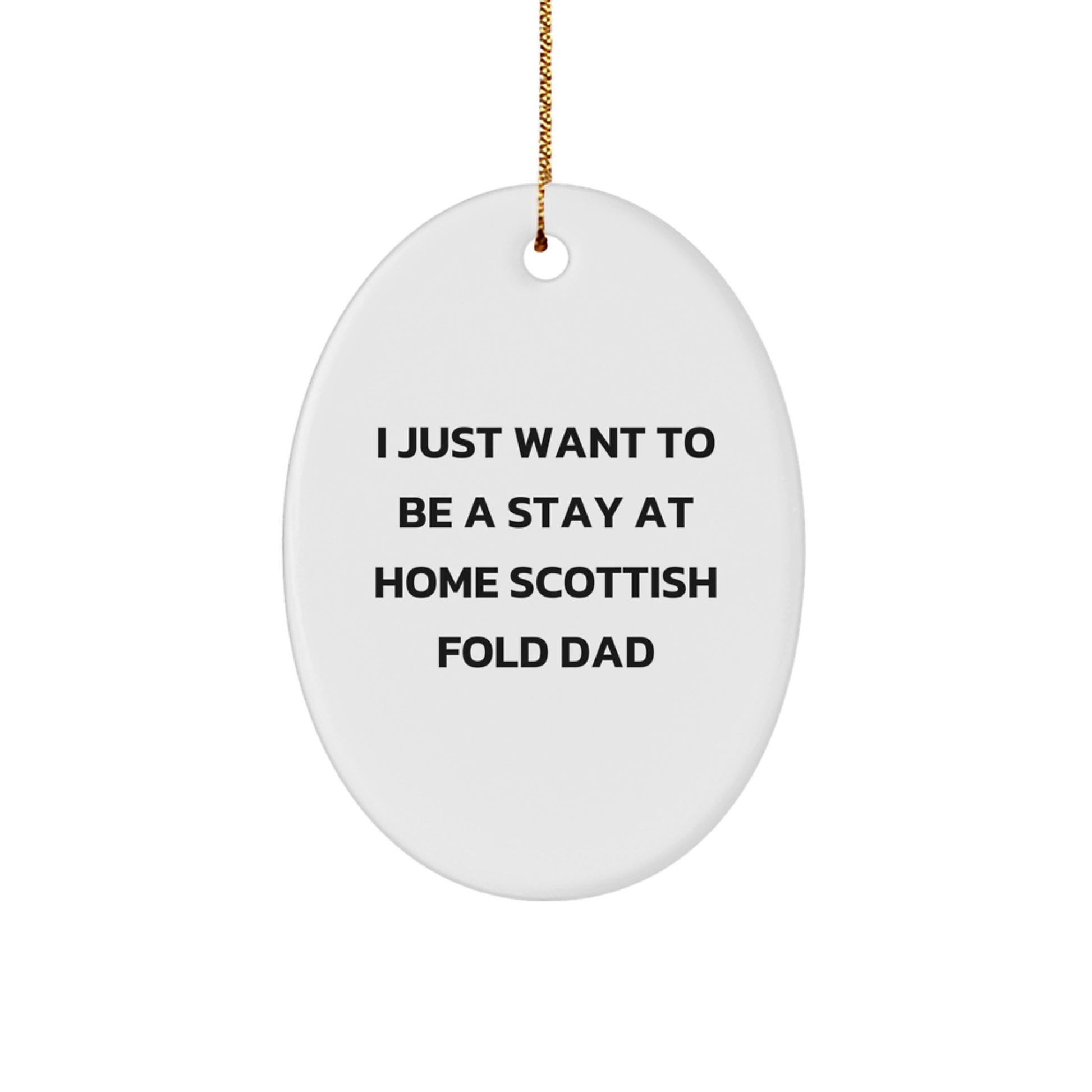 Funny Scottish Fold Cat Gifts from Men to Friends - I Just Want To Be A Stay At Home Scottish Fold Dad Oval Ornament for Christmas