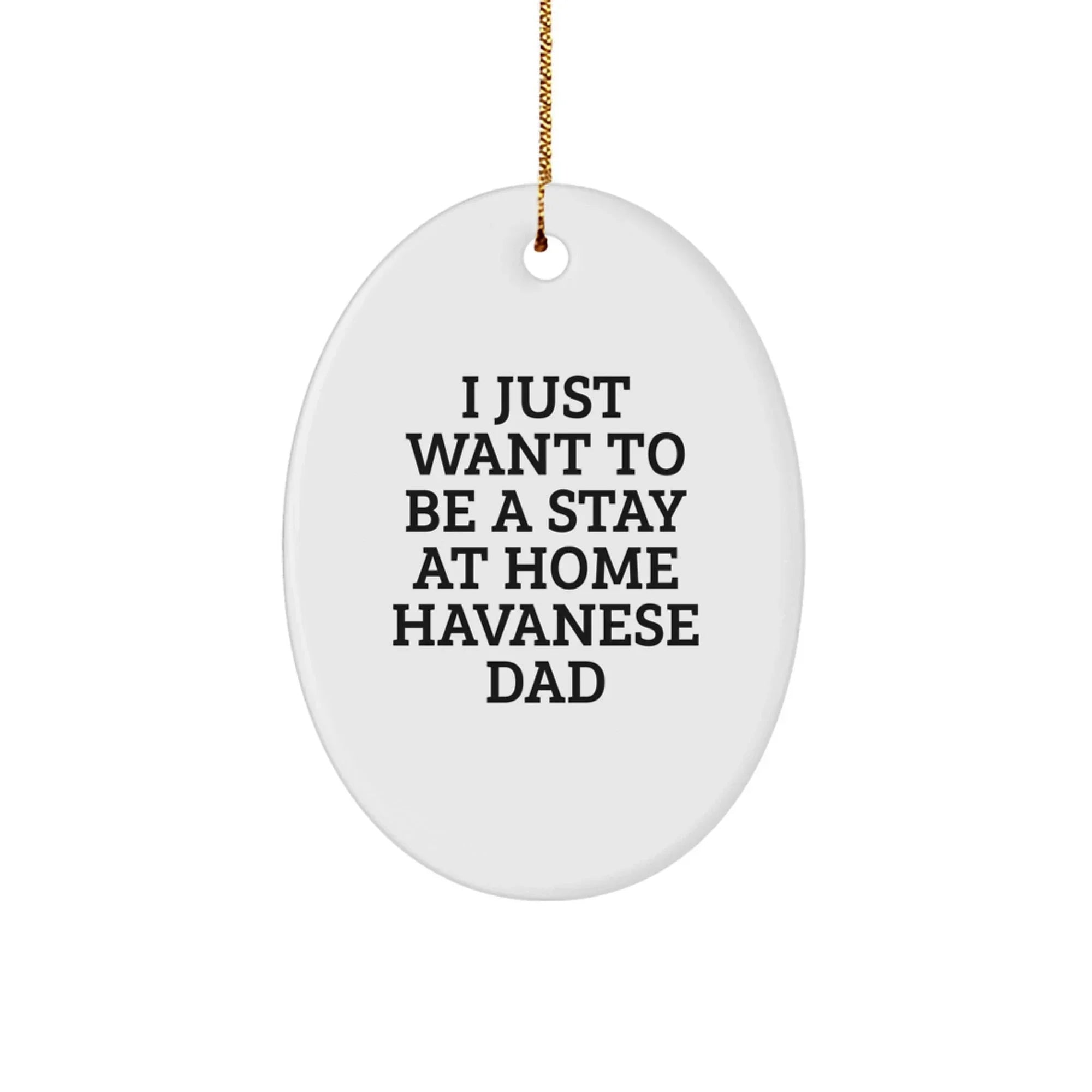 Funny Havanese Dog Gifts for Dad, Oval Ornament from Men, Christmas Unique Decorations, 'I Just Want To Be A Stay At Home Havanese Dad' Quote