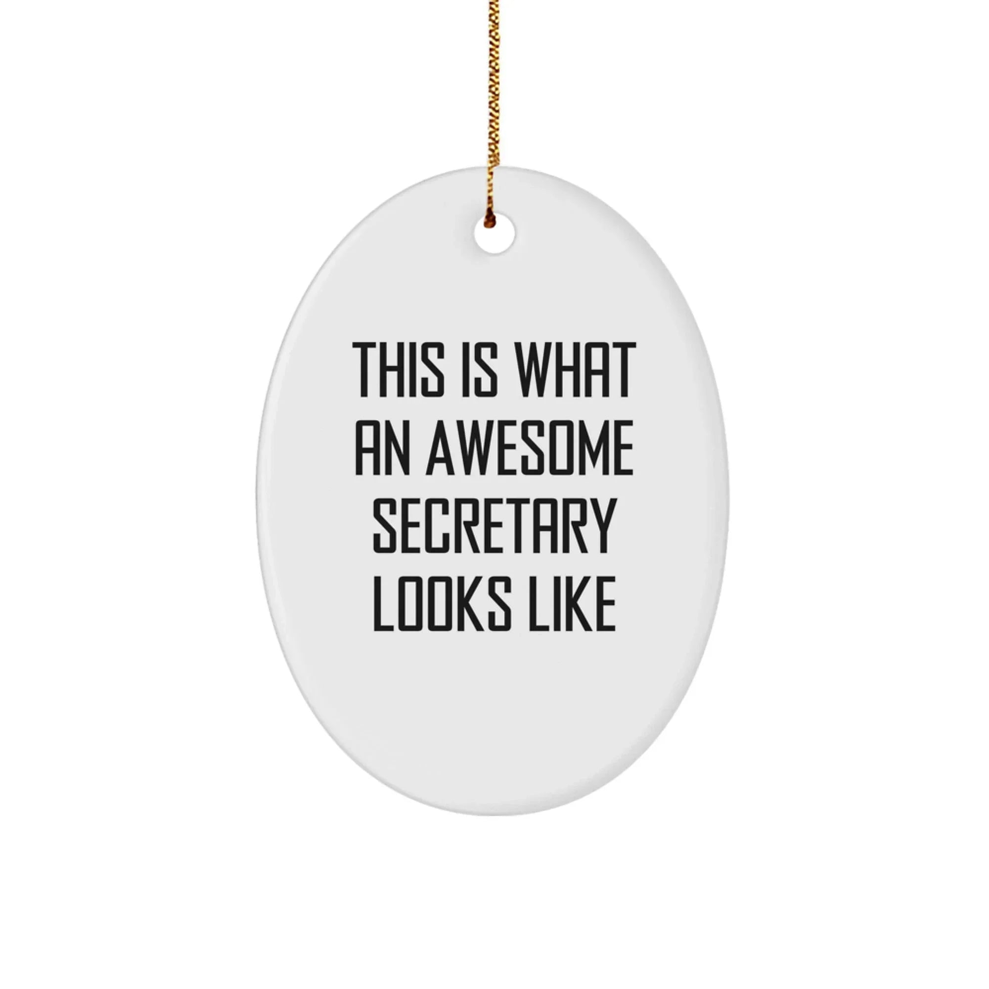 Secretary Gifts from Friends, Awesome Quote Oval Ornament for Christmas, Funny Present for Women, Office Decor