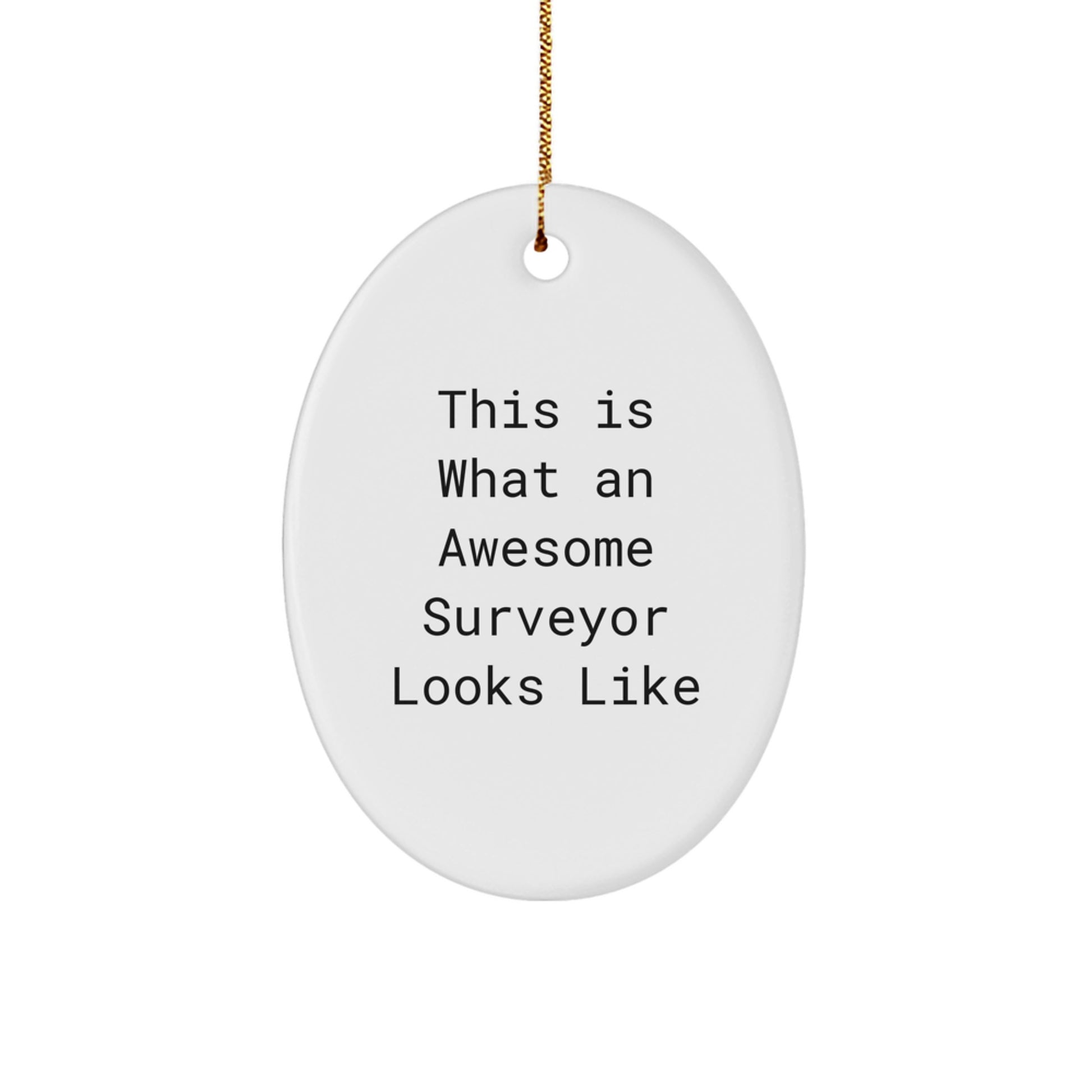 Funny Surveyor Gifts from Men to Friends - This Is What An Awesome Surveyor Looks Like, Oval Ornament for Christmas - Image 1