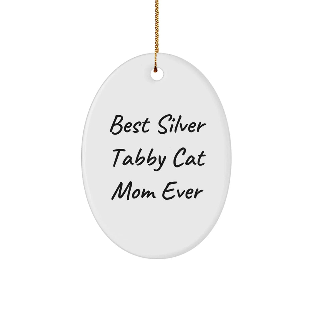 Funny Silver Tabby Cat Mom Gifts from Men to Women Oval Christmas Ornaments for Home Decor