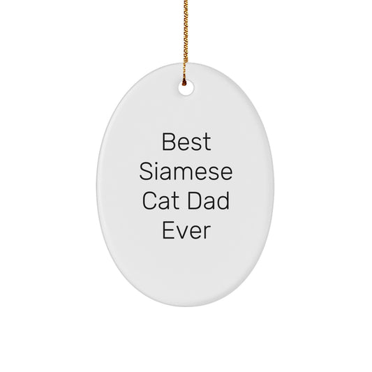 Siamese Cat Dad Ever Oval Ornament, Gifts from Men to Best Siamese Cat Lovers, Christmas Unique Gifts for Siamese Cat Enthusiasts - Image 1