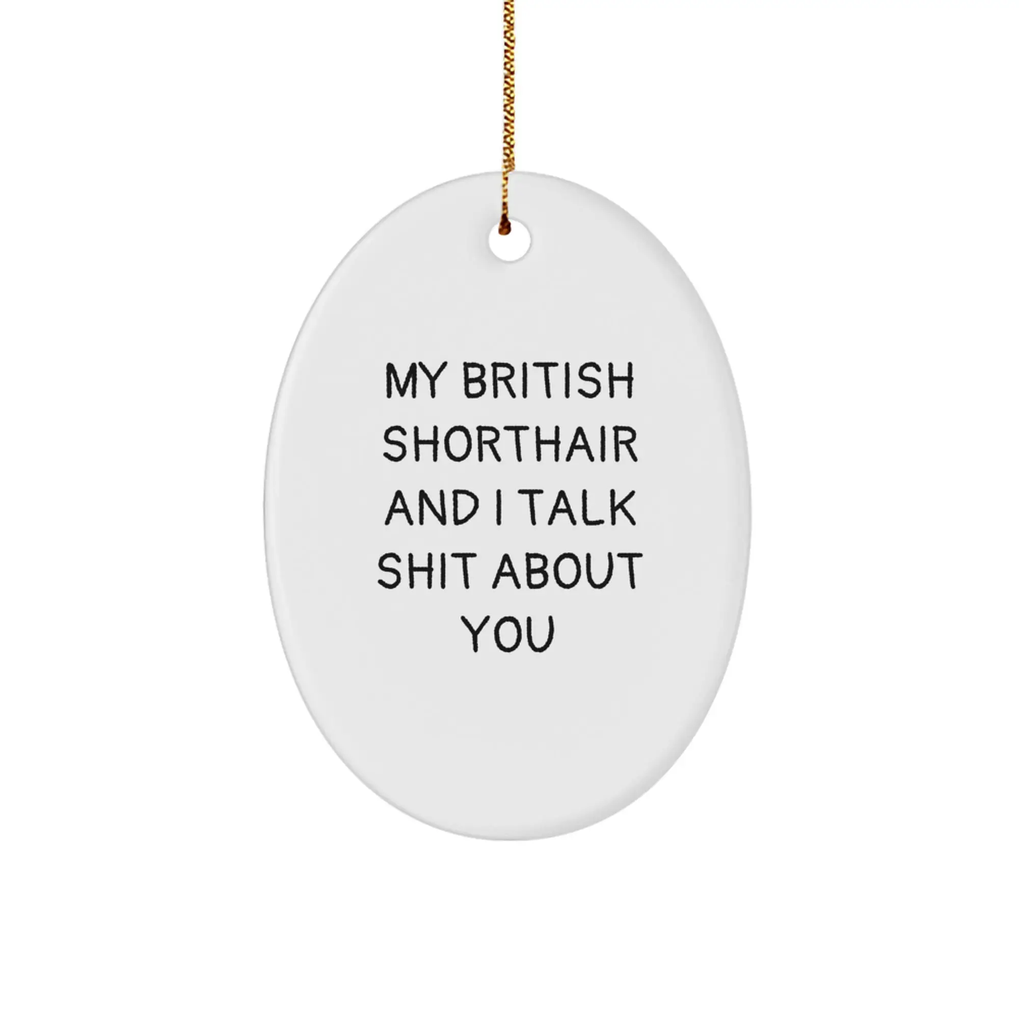 British Shorthair Cat Oval Ornament for a Best Friend Christmas Gift - Image 1