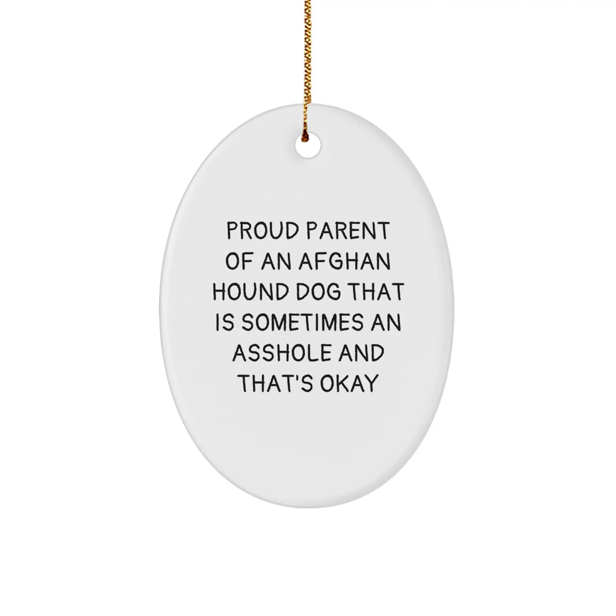 Funny Afghan Hound Dog Gifts, Oval Ornament with Proud Parent Quote, Perfect Christmas Unique Gifts from Men to Friends - Image 1