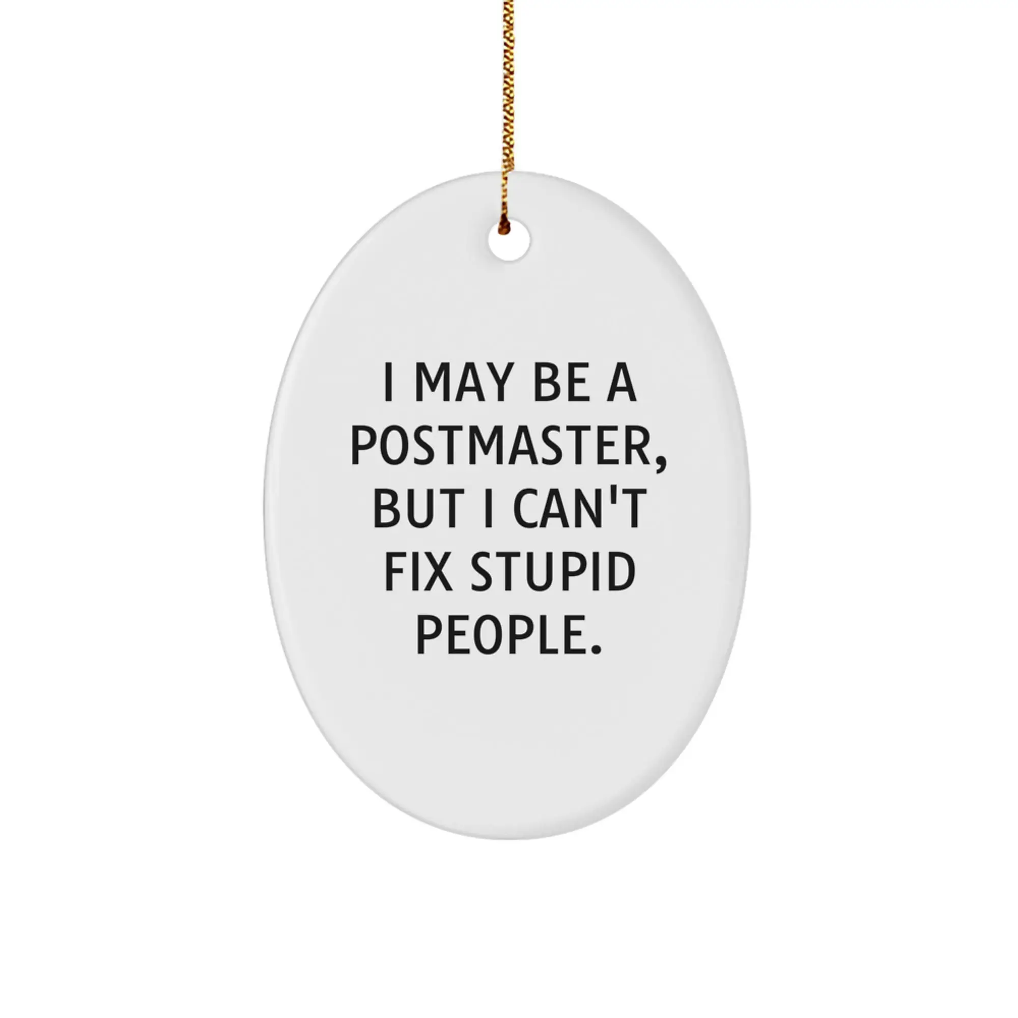 Funny Postmaster Gifts from Friends for Christmas - Oval Ornament I May Be A 'Postmaster, But I Can't Fix Stupid People.,' - Image 1