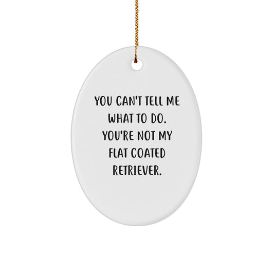 Funny Flat Coated Retriever Dog Gifts - You Can't Tell Me What To Do Oval Ornament for Christmas, Gifts from Friends to Family