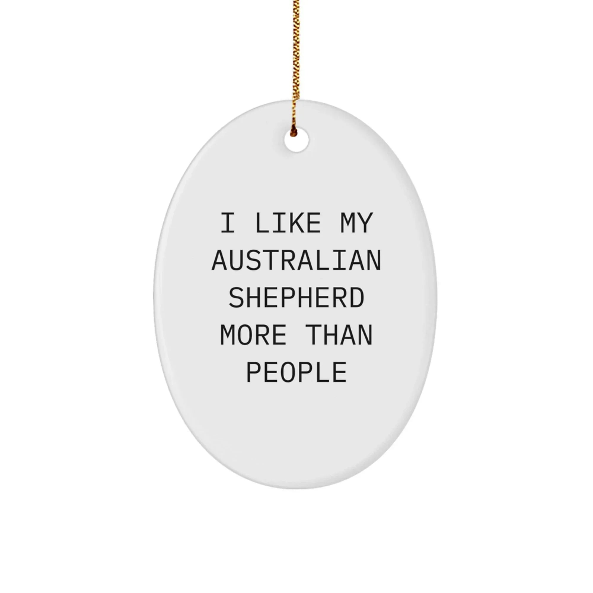 Australian Shepherd Dog Lover Gifts from Family - Funny Oval Ornament for Christmas Unique Gifts - I Like My Australian Shepherd More Than People