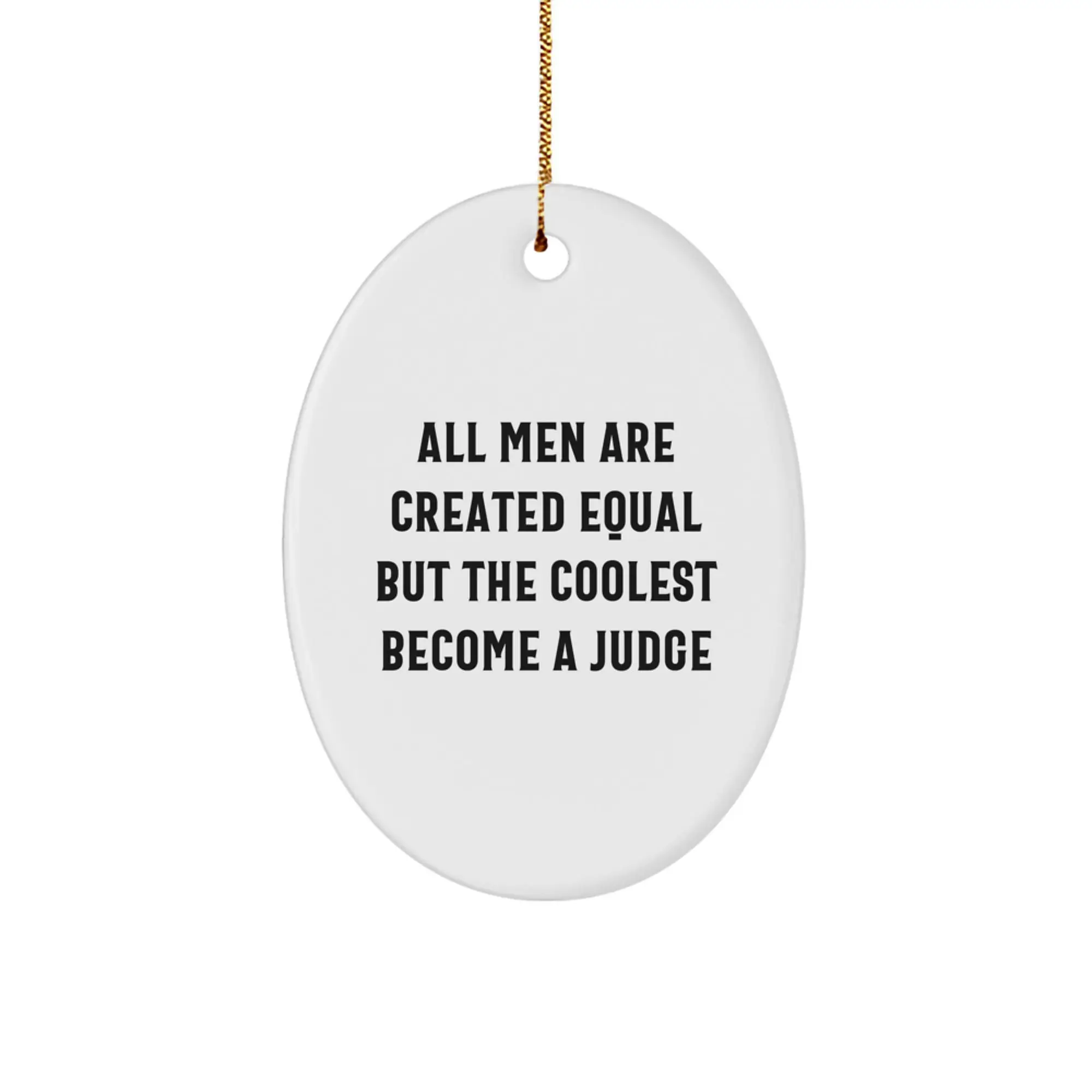 Judge Keepsake Oval Ornament for Him – White Bright Christmas Gift - Image 1