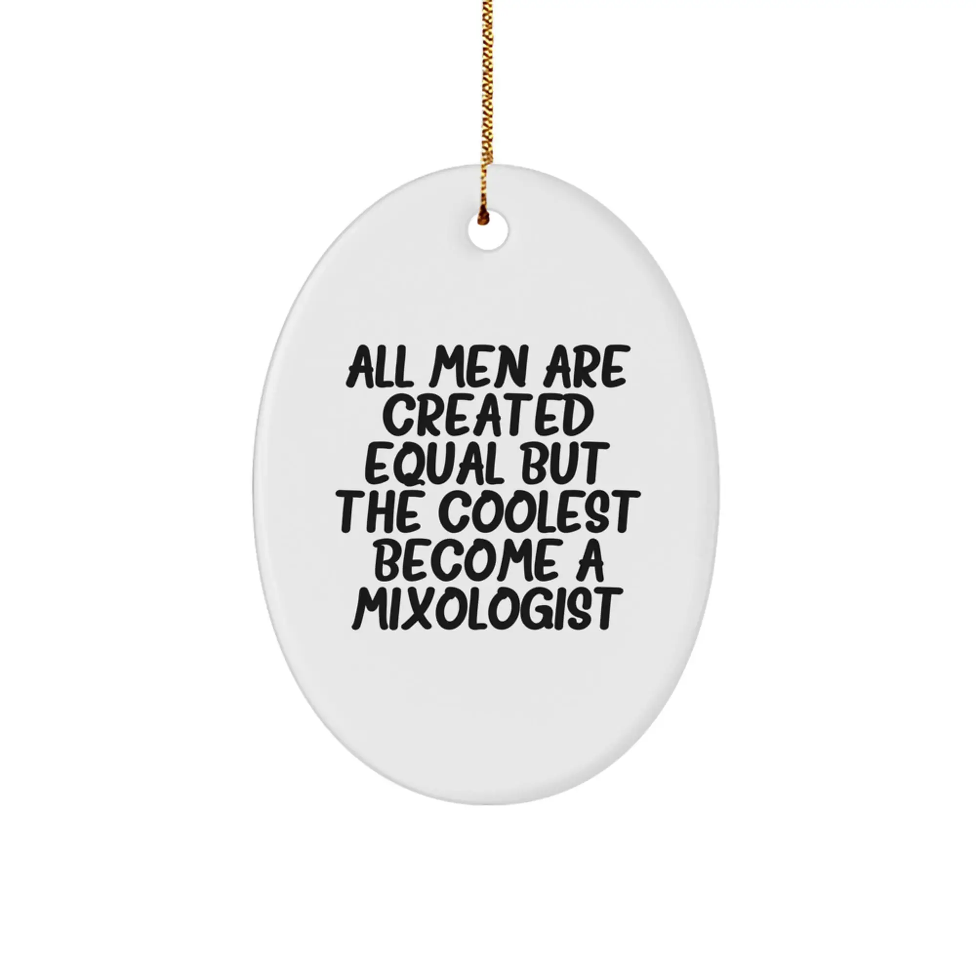 Christmas Gift for Her Mixologist Ornament Present White Oval - Image 1