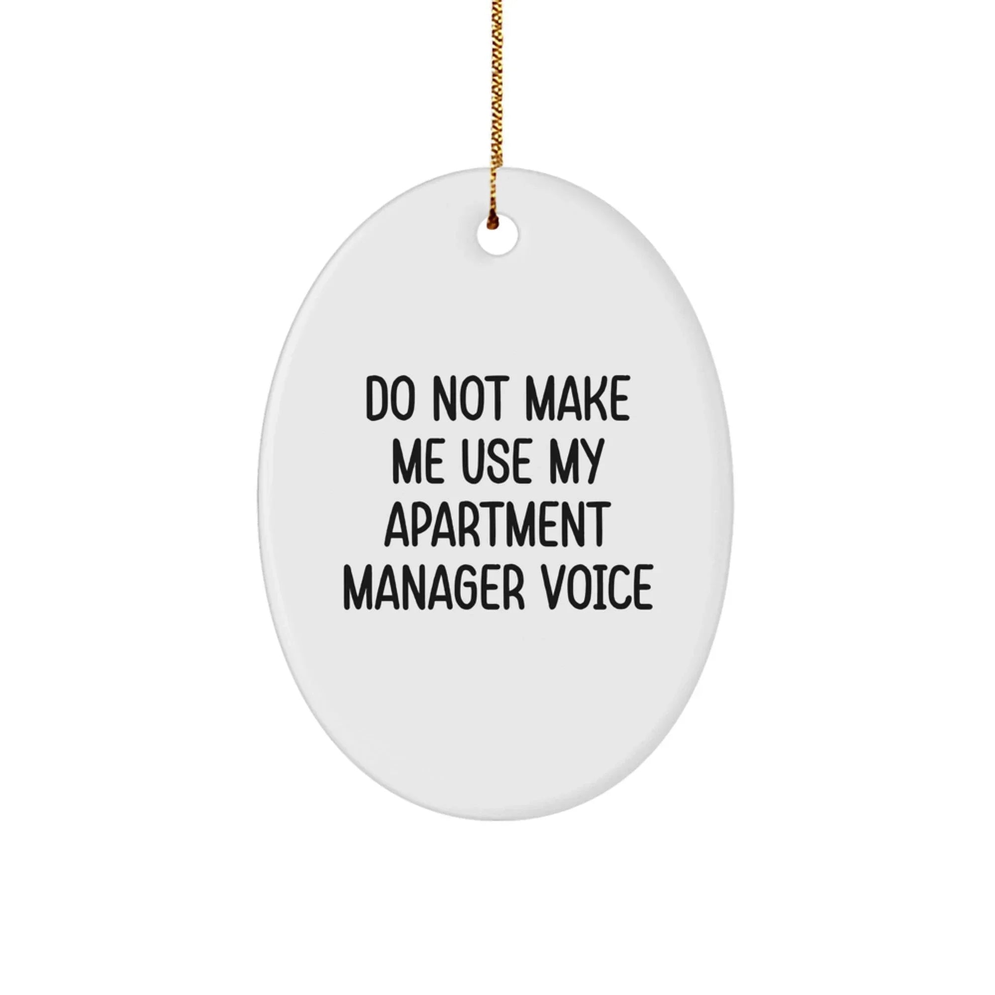 Funny Apartment Manager Gift, Oval Ornament for Christmas Unique Gifts from Friends, Do Not Make Me Use My Apartment Manager Voice