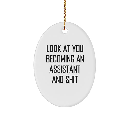 Funny Assistant Oval Ornament Gifts for Men Women Friends Coworkers Family - Unique Office Christmas Decorations - Image 1