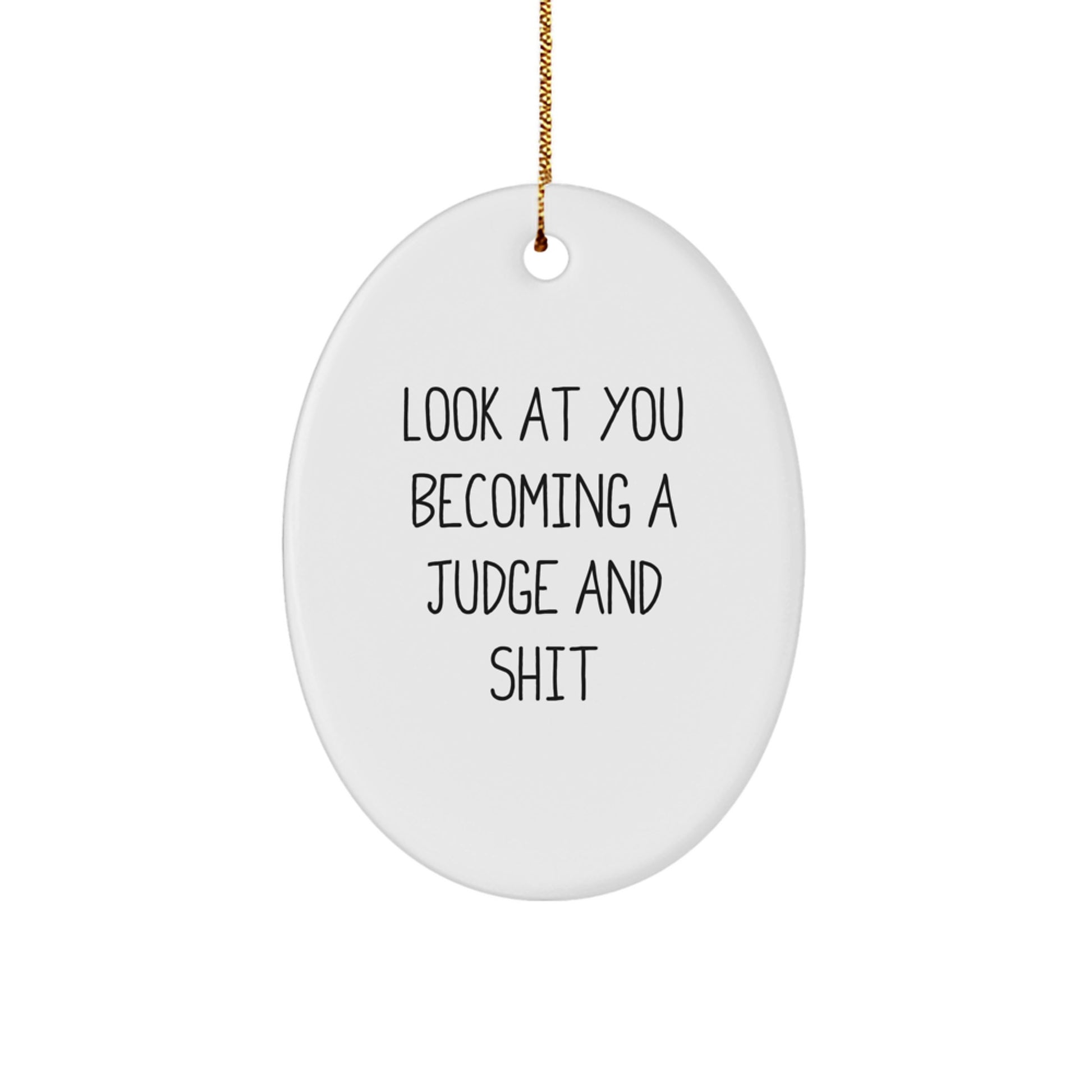 Funny Judge Oval Ornament, Gifts from Friends to Judge, Christmas Unique Gifts for Her, Him, or Judge, Look At You Becoming A Judge And Shit - Image 1