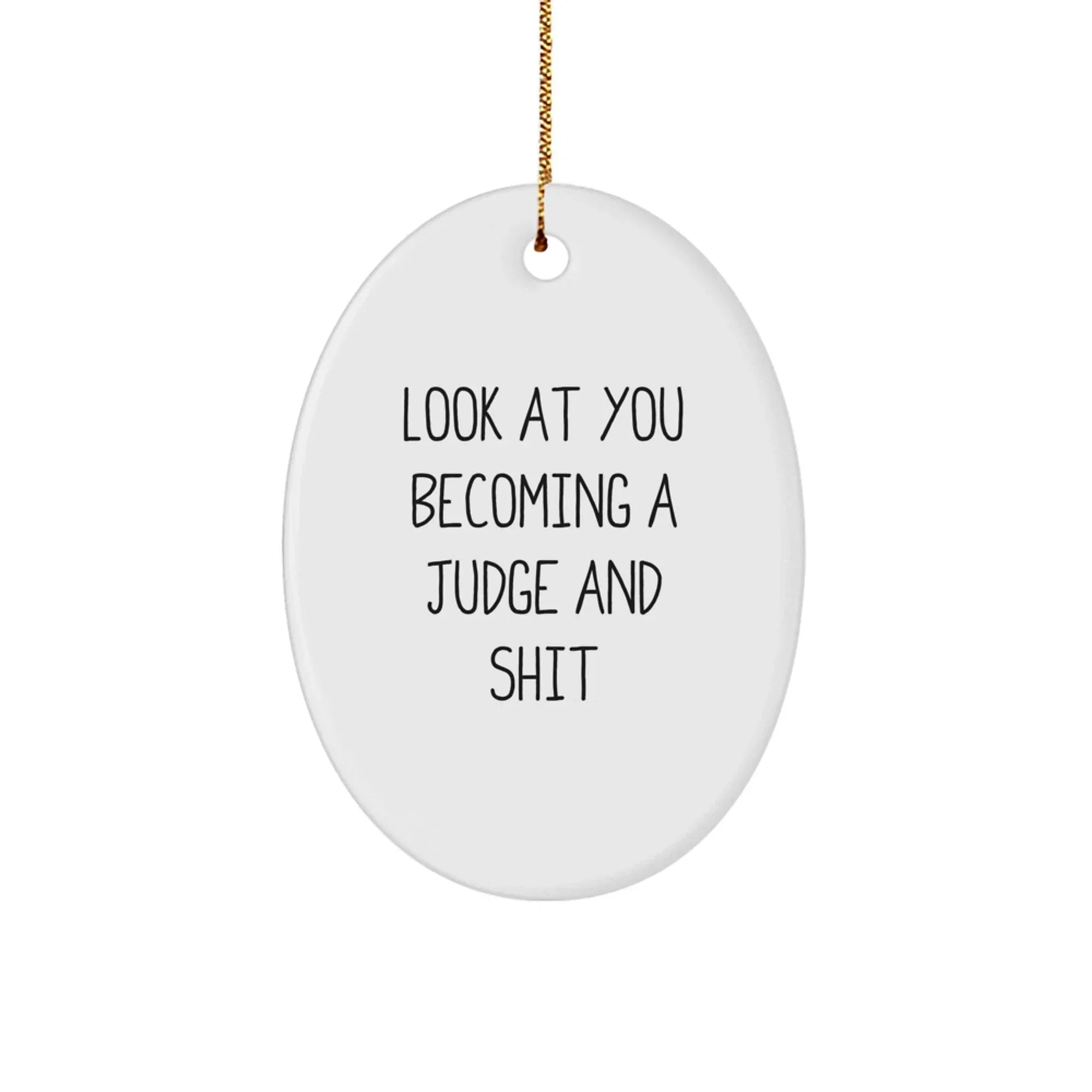 Funny Judge Oval Ornament, Gifts from Friends to Judge, Christmas Unique Gifts for Her, Him, or Judge, Look At You Becoming A Judge And Shit