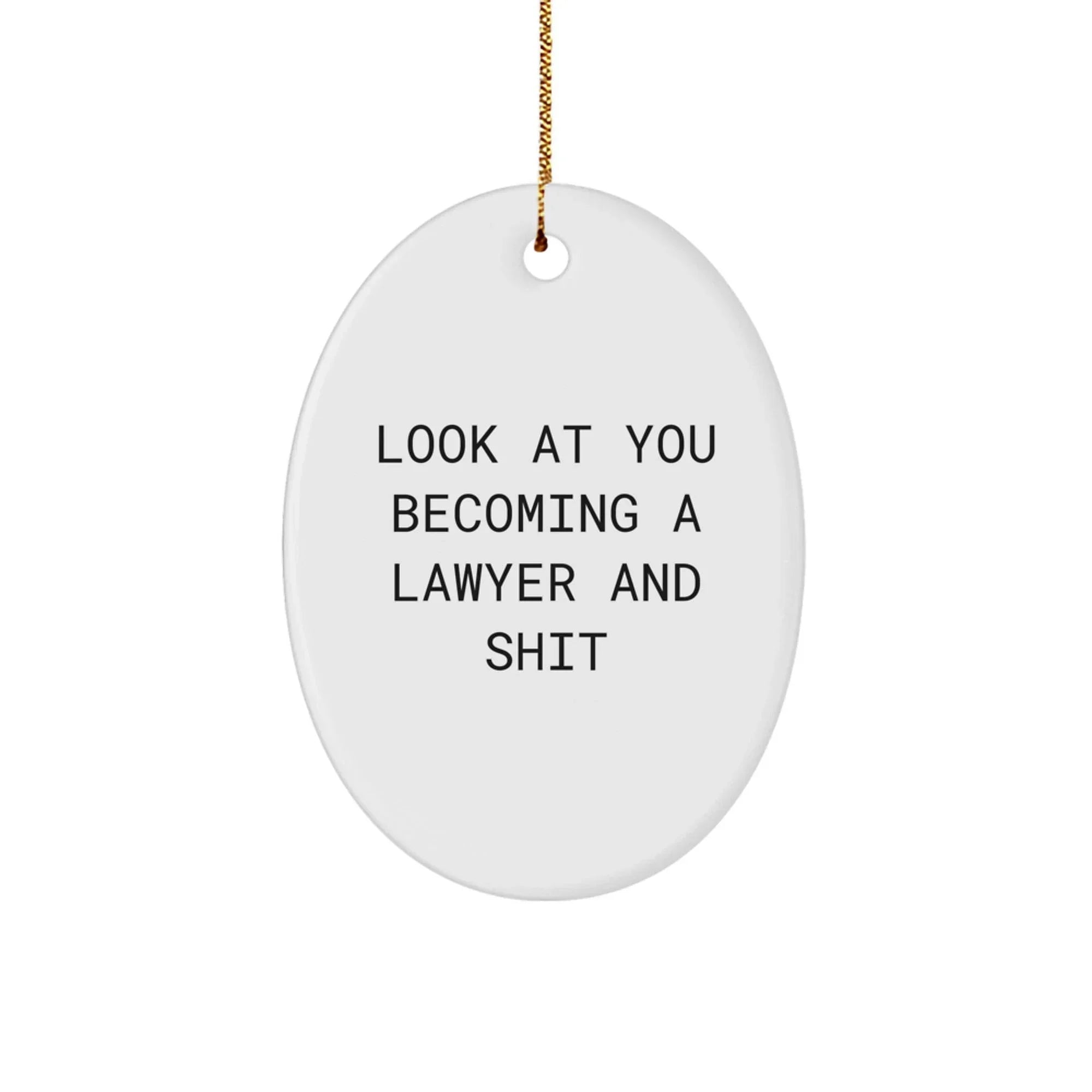 Funny Lawyer Gift for Christmas - 'Look At You Becoming A Lawyer And Shit' Oval Ornament from Friends to Family