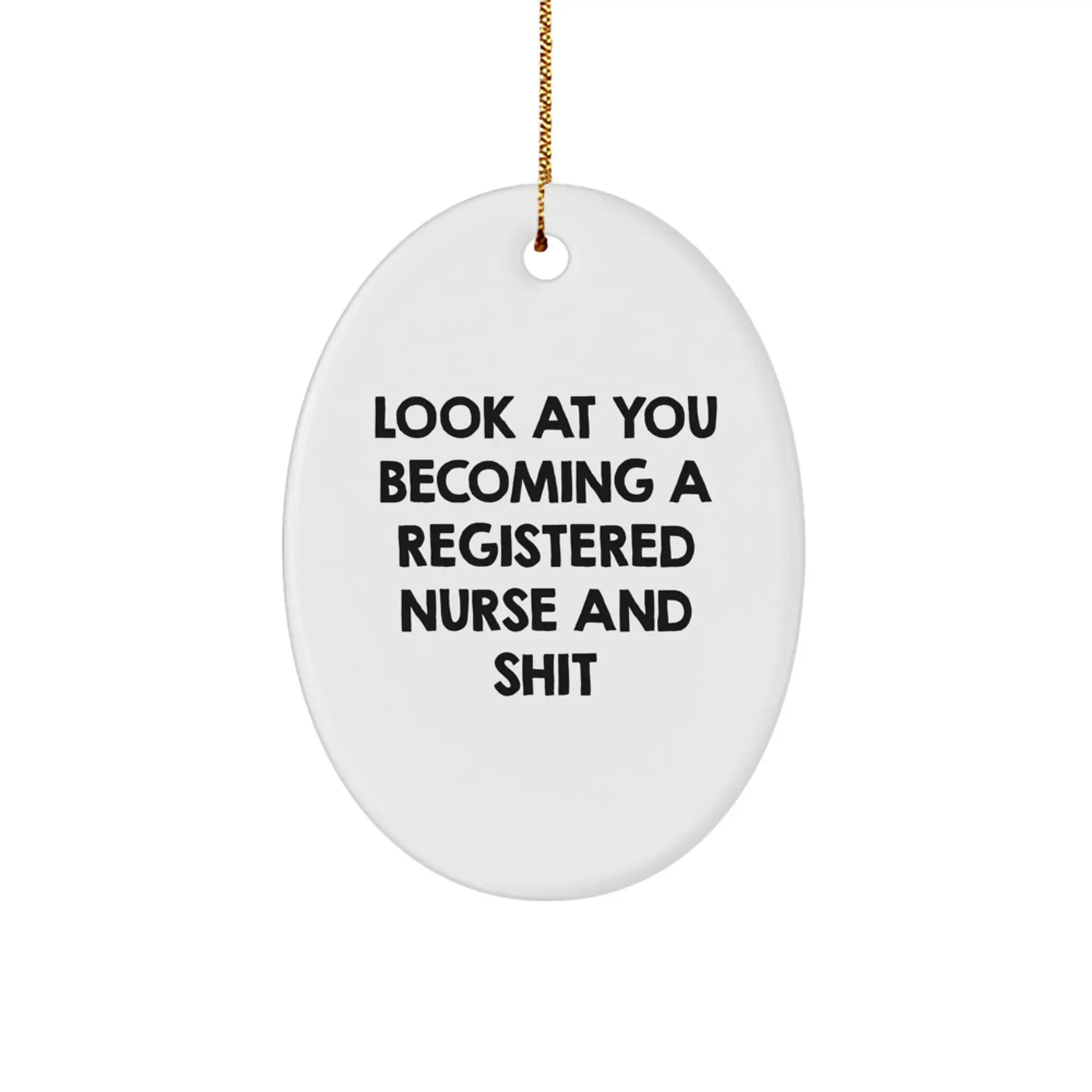Funny Registered Nurse Oval Ornament Gifts from Men to Family for Christmas Unique Decorations - Image 1