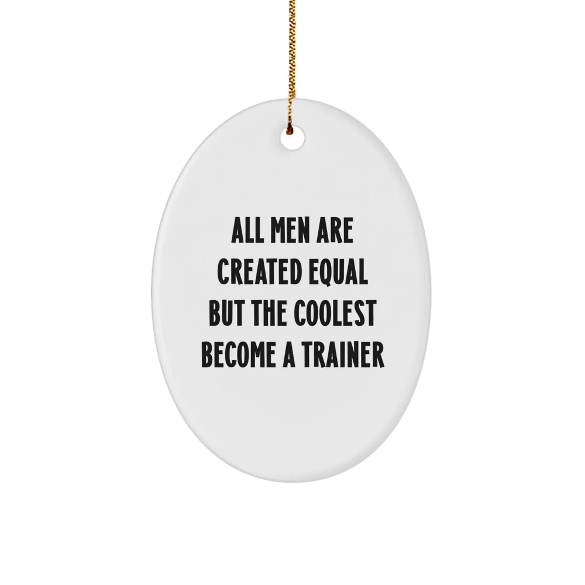 Funny Trainer Gifts from Men for Christmas Unique Oval Ornament, Inspirational Quote to Become the Coolest, Oval Shaped Trainer Decoration - Image 1