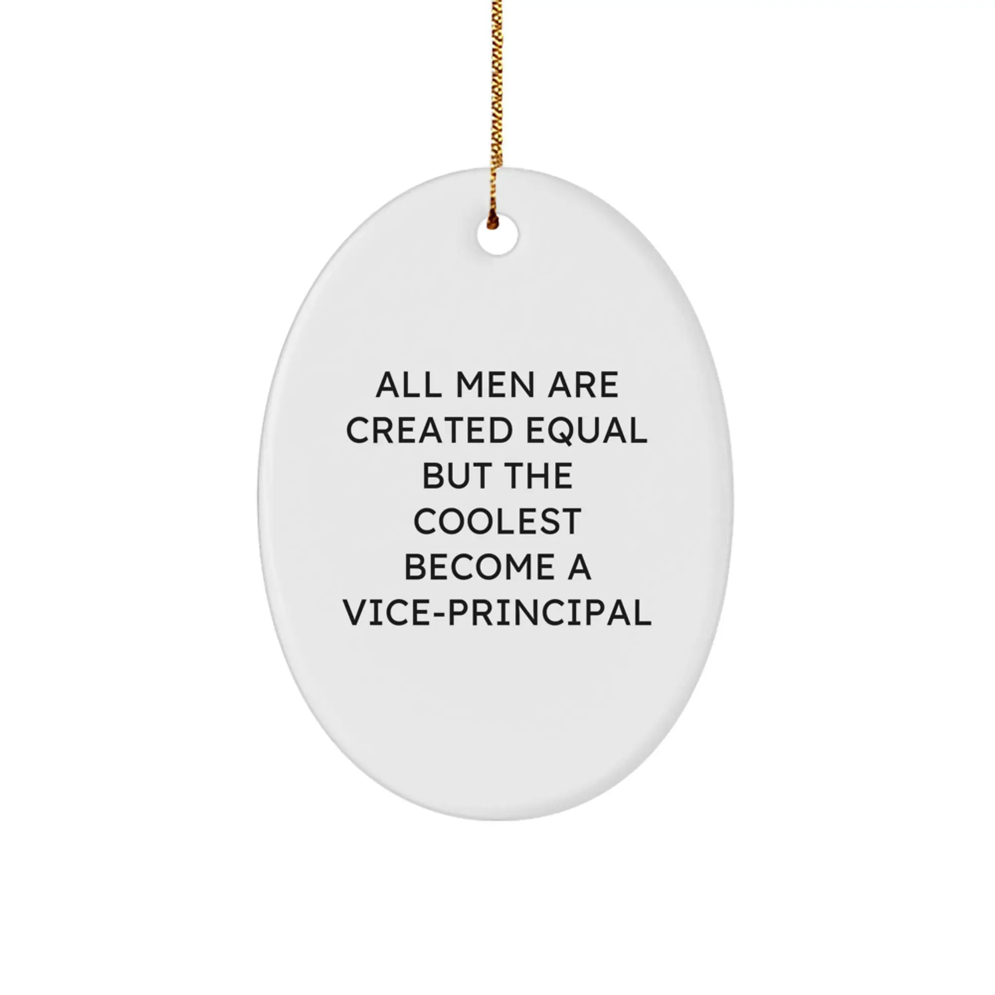 Funny Vice-principal Oval Ornament Gifts for Men, 'All Men Are Created Equal But The Coolest Become A Vice-principal' Christmas Unique Gifts from Friends, Coworkers to Vice-principal - Image 1