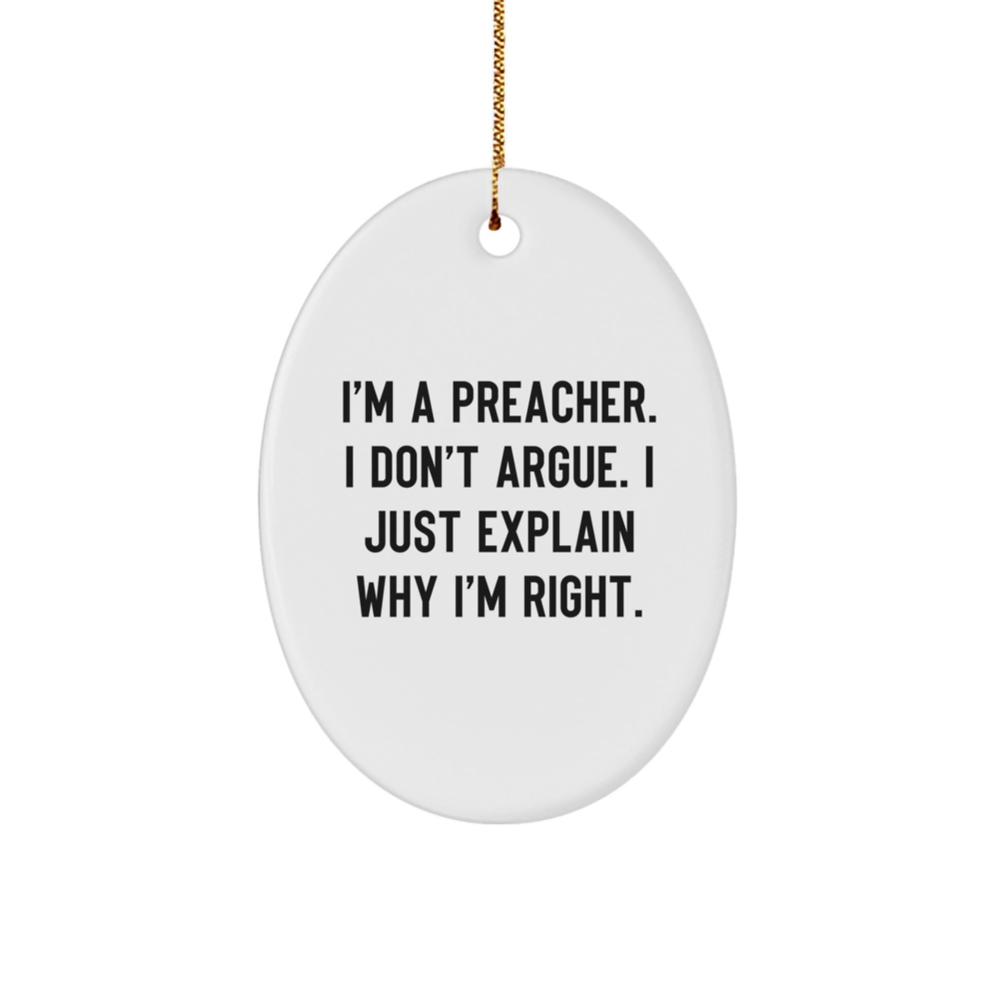 Funny Preacher Oval Ornament Gift for Preachers from Friends - Unique Christmas Unique Gifts for Men and Women - Image 1