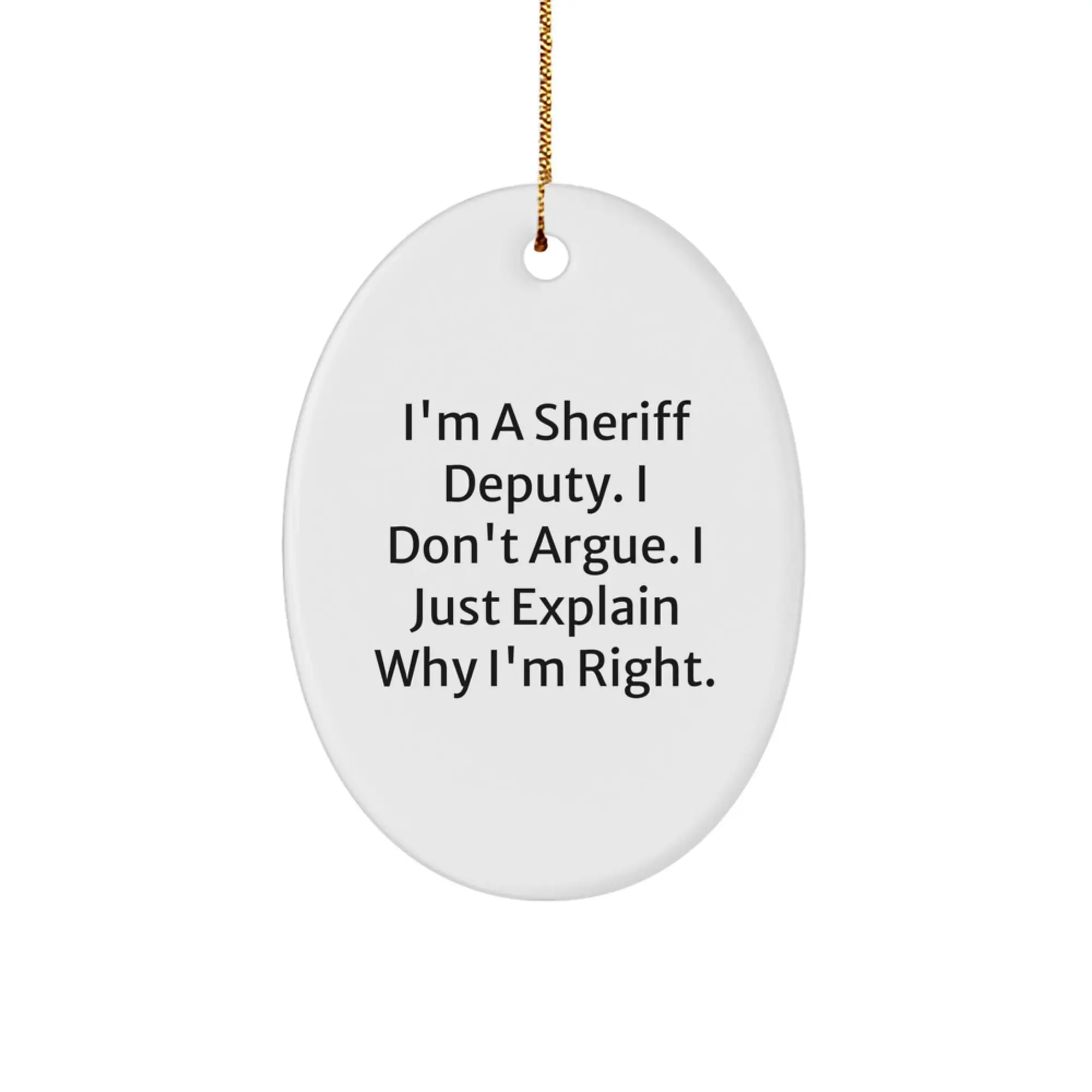 Oval Sheriff Deputy Christmas Ornament Idea Gift for Coworkers - Image 1