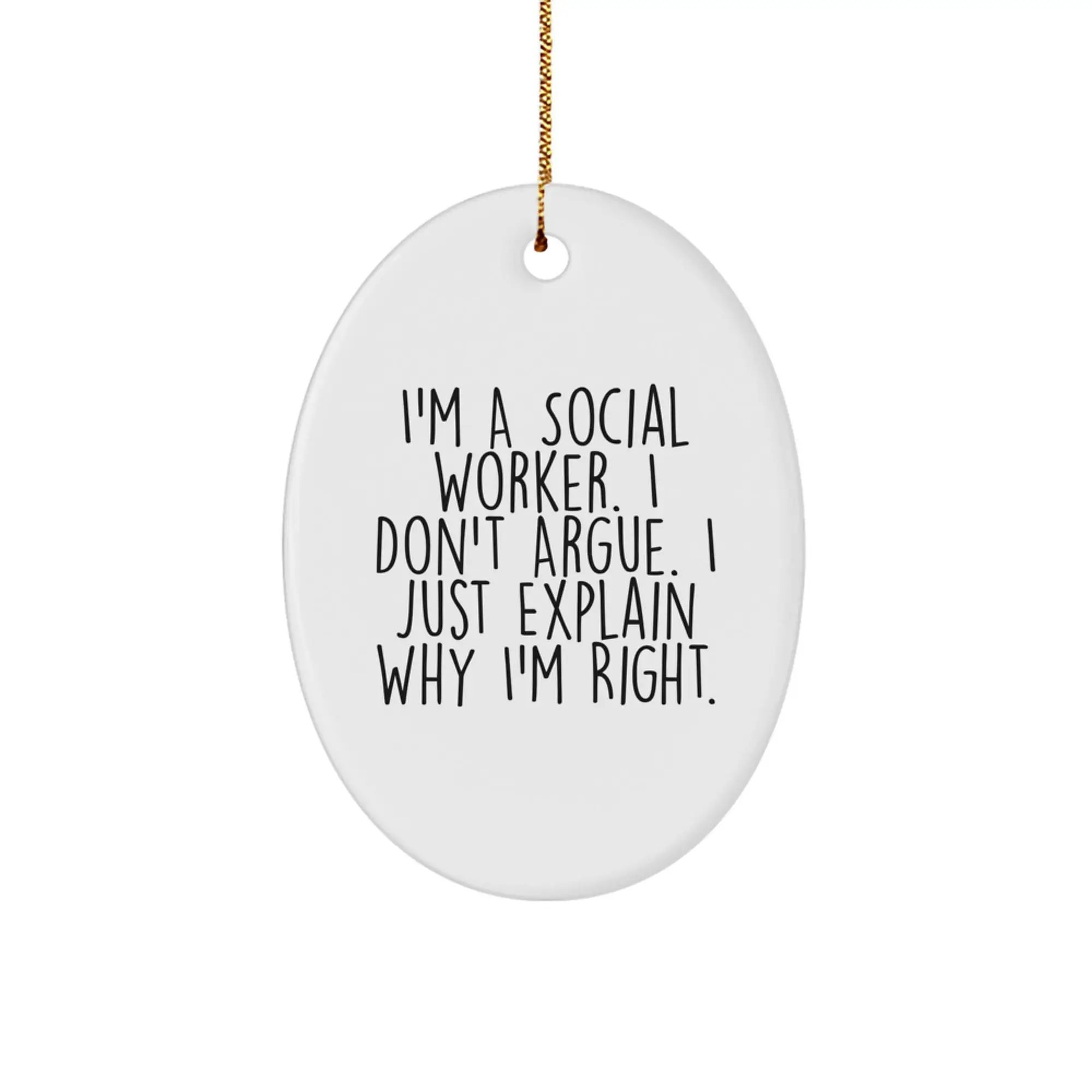 Social Worker Oval Christmas Ornament Gift for a Colleague Companion - Image 1