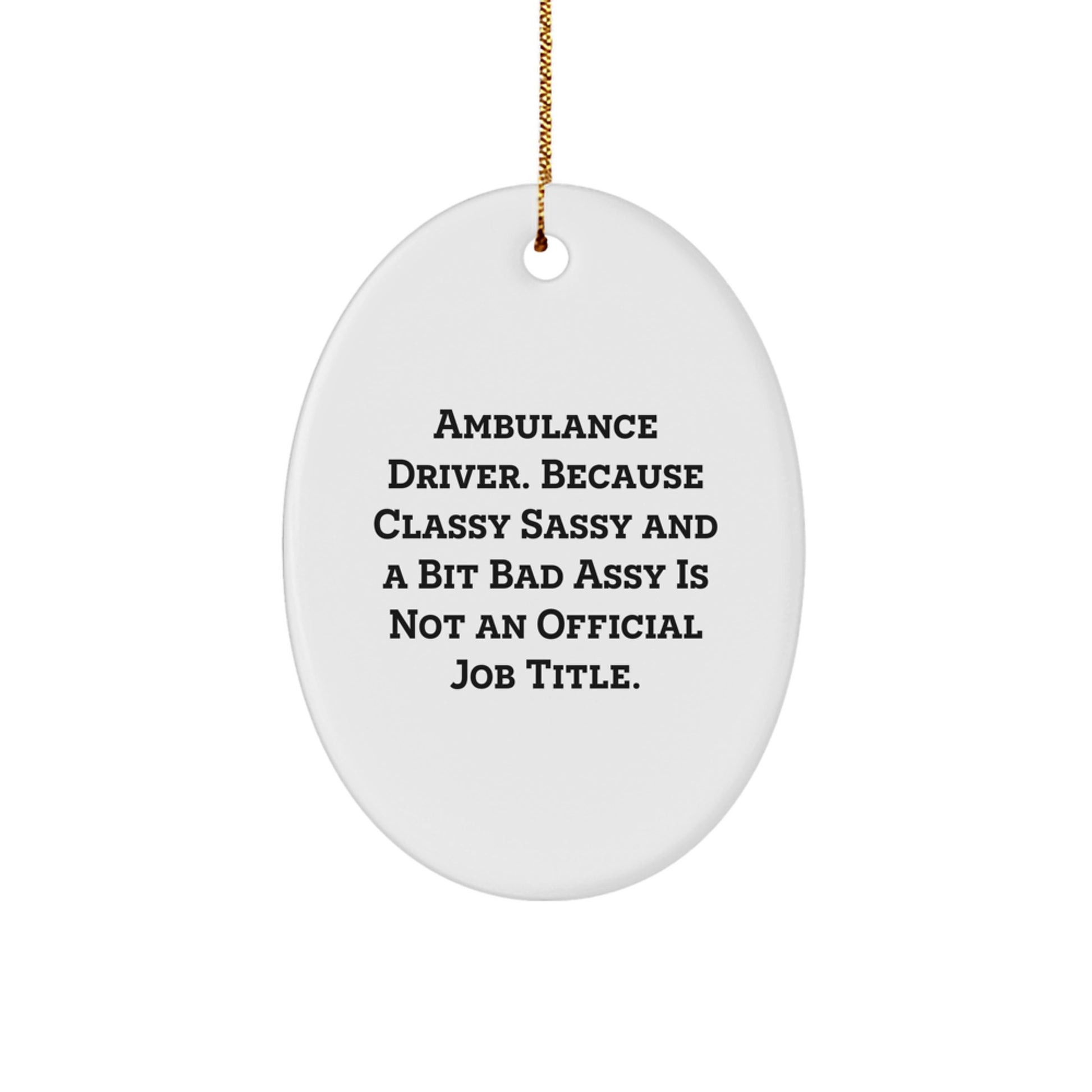 Ambulance Driver Funny Oval Ornament Gifts from Friends and Family for Ambulance Driver Christmas Unique Gifts - Image 1